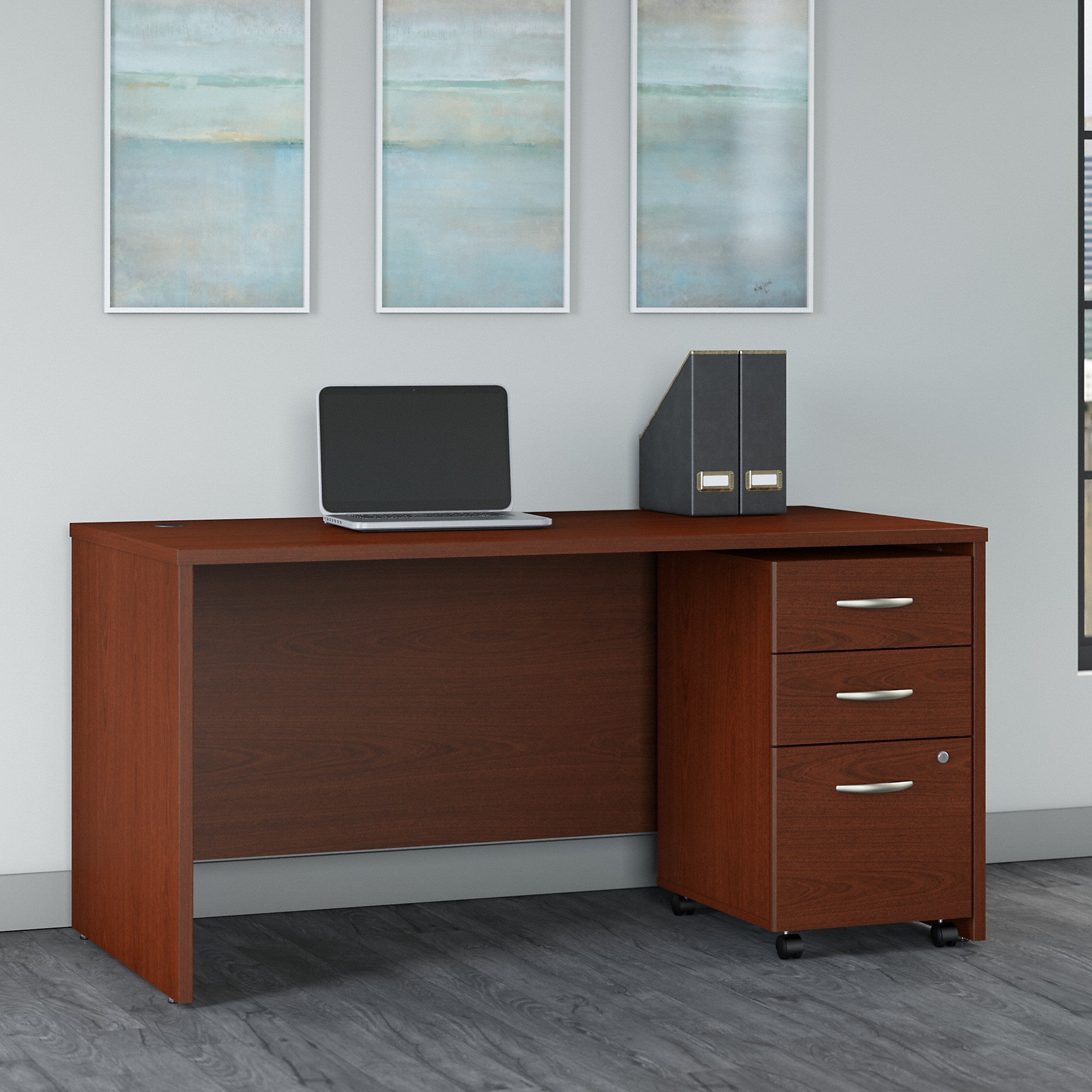 Bush Business Furniture Series C 60W x 30D Office Desk with 3 Drawer Mobile File Cabinet