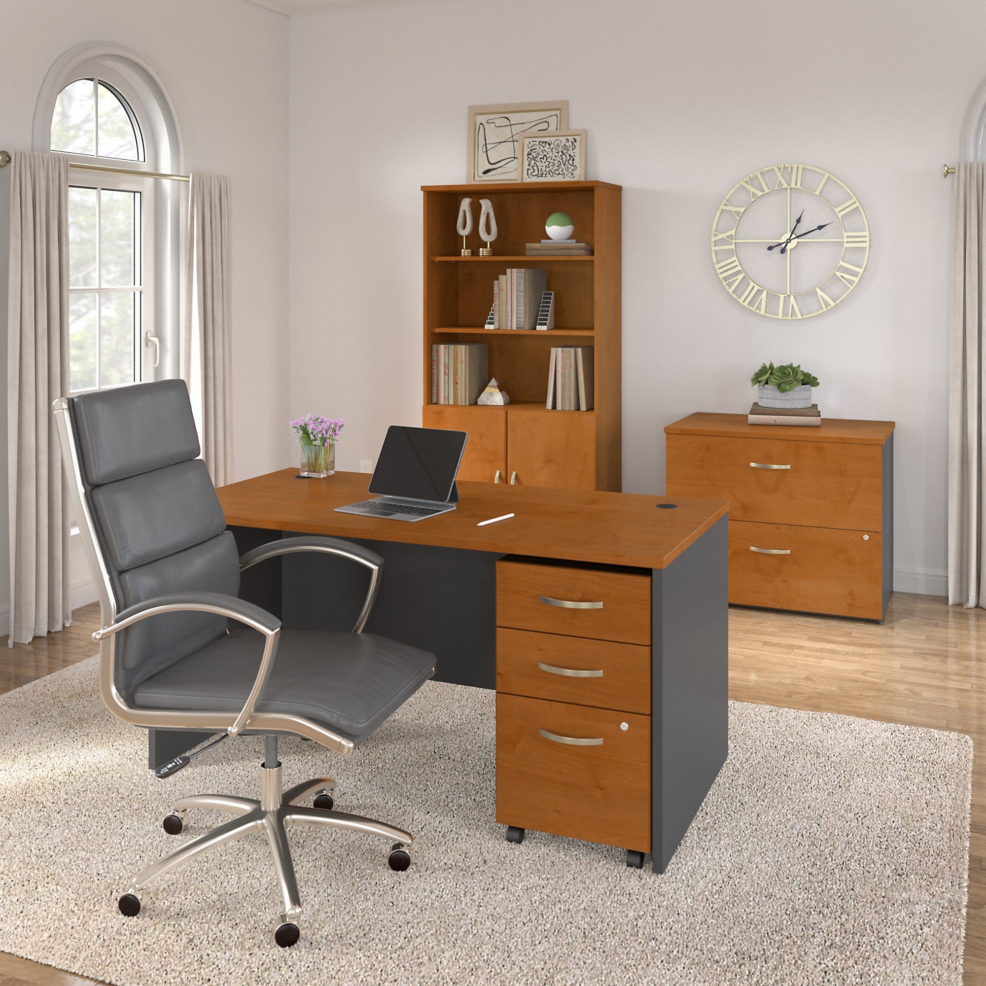 Bush Business Furniture Series C 60W x 30D Office Desk with 3 Drawer Mobile File Cabinet