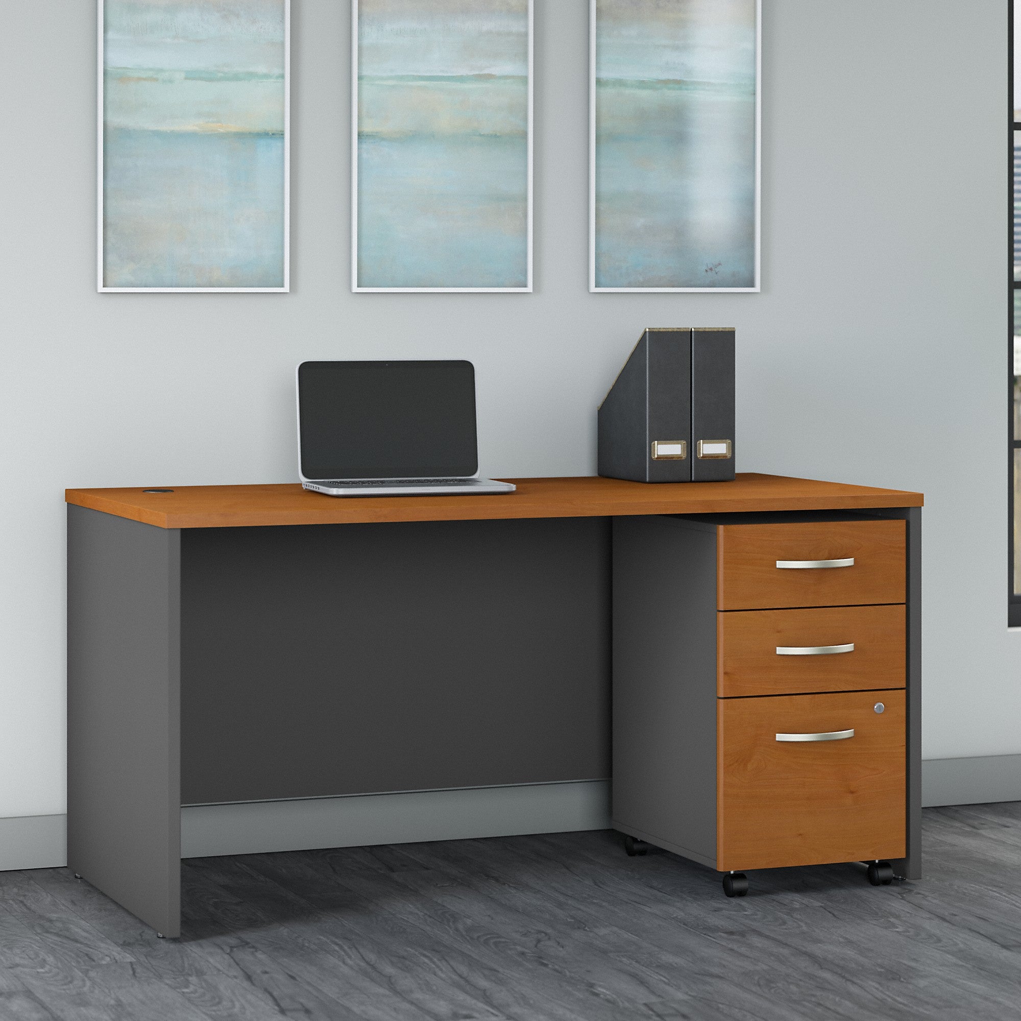 Bush Business Furniture Series C 60W x 30D Office Desk with 3 Drawer Mobile File Cabinet