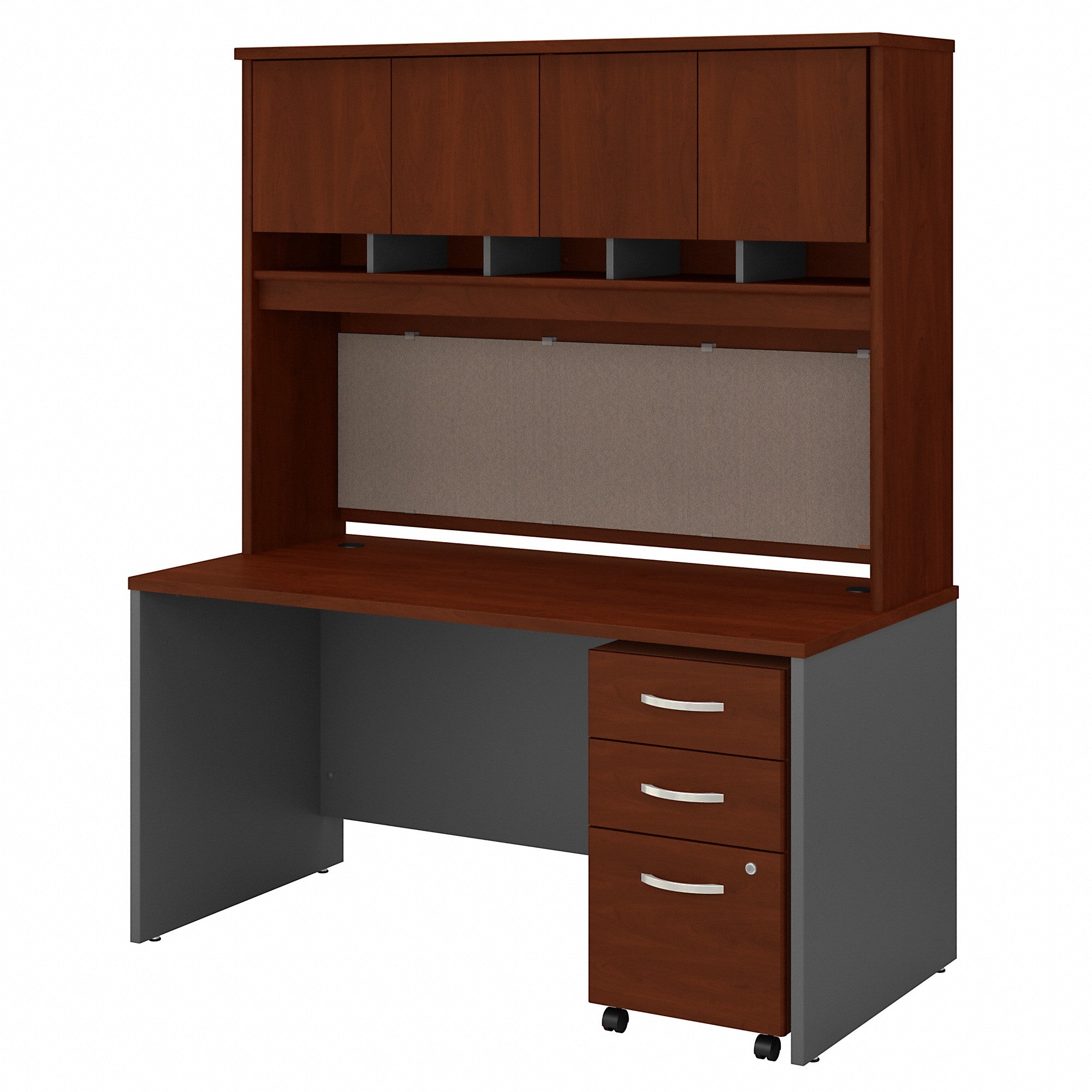 Bush Business Furniture Series C 60W x 30D Office Desk with Hutch and Mobile File Cabinet