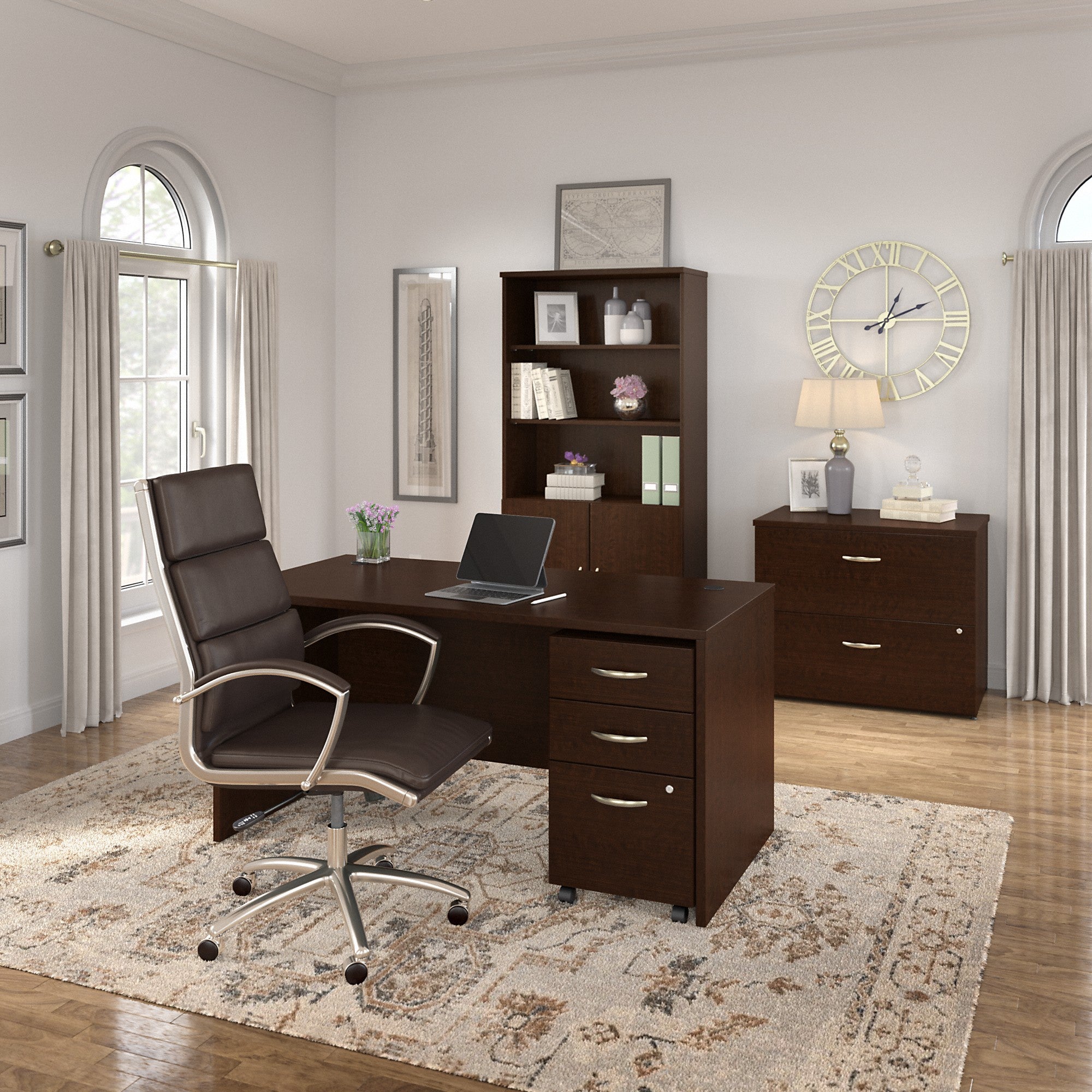 Bush Business Furniture Series C 60W L Shaped Desk with 3 Drawer Mobile File Cabinet