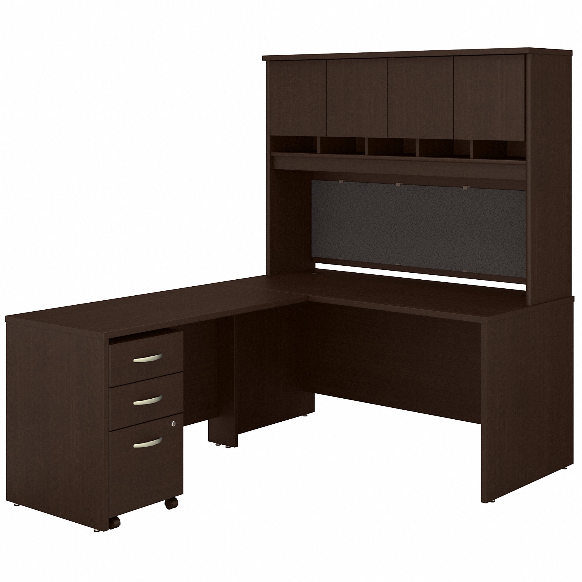 Bush Business Furniture Series C 60W L Shaped Desk with Hutch and Mobile File Cabinet