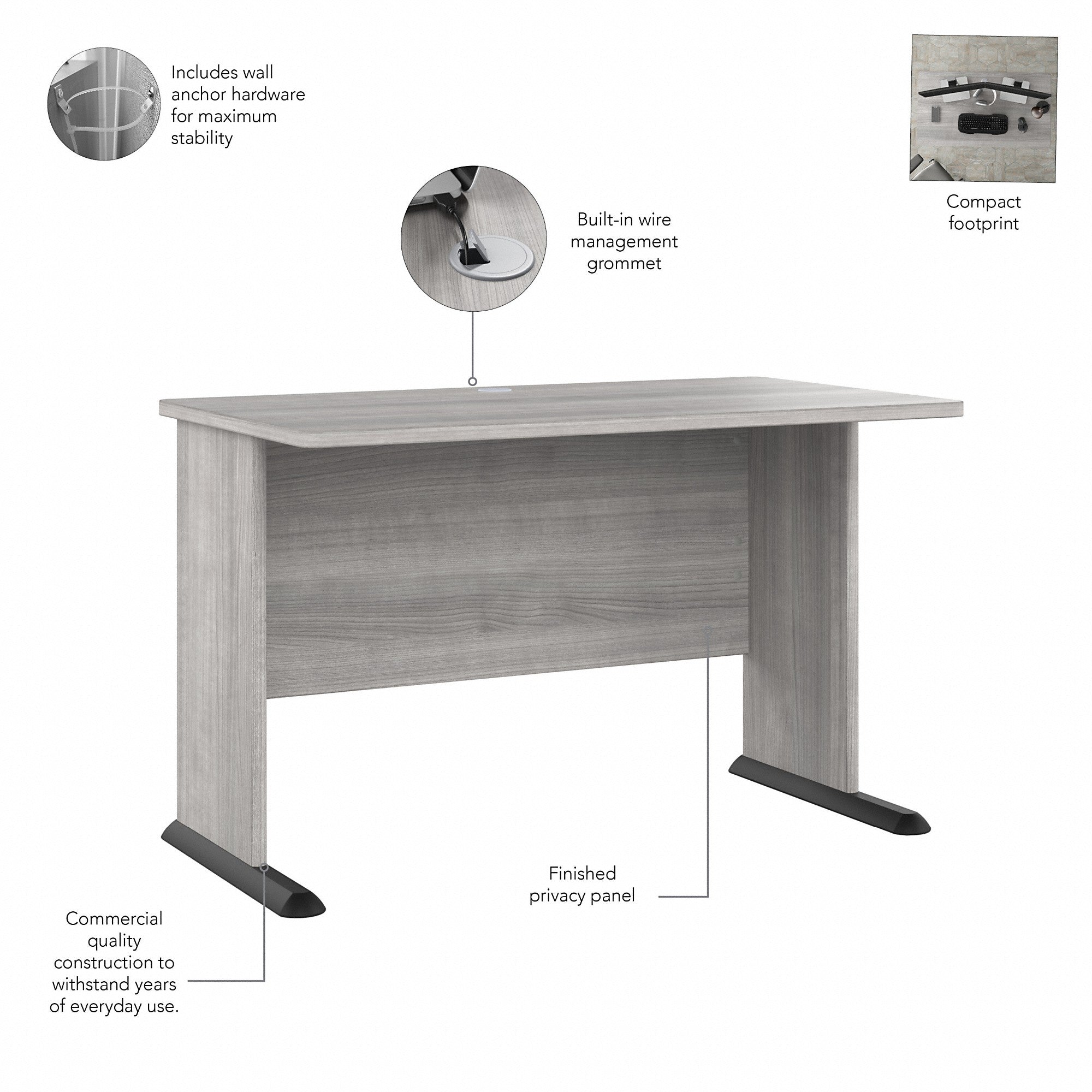 Bush Business Furniture Studio A 48W Computer Desk with 3 Drawer Mobile File Cabinet