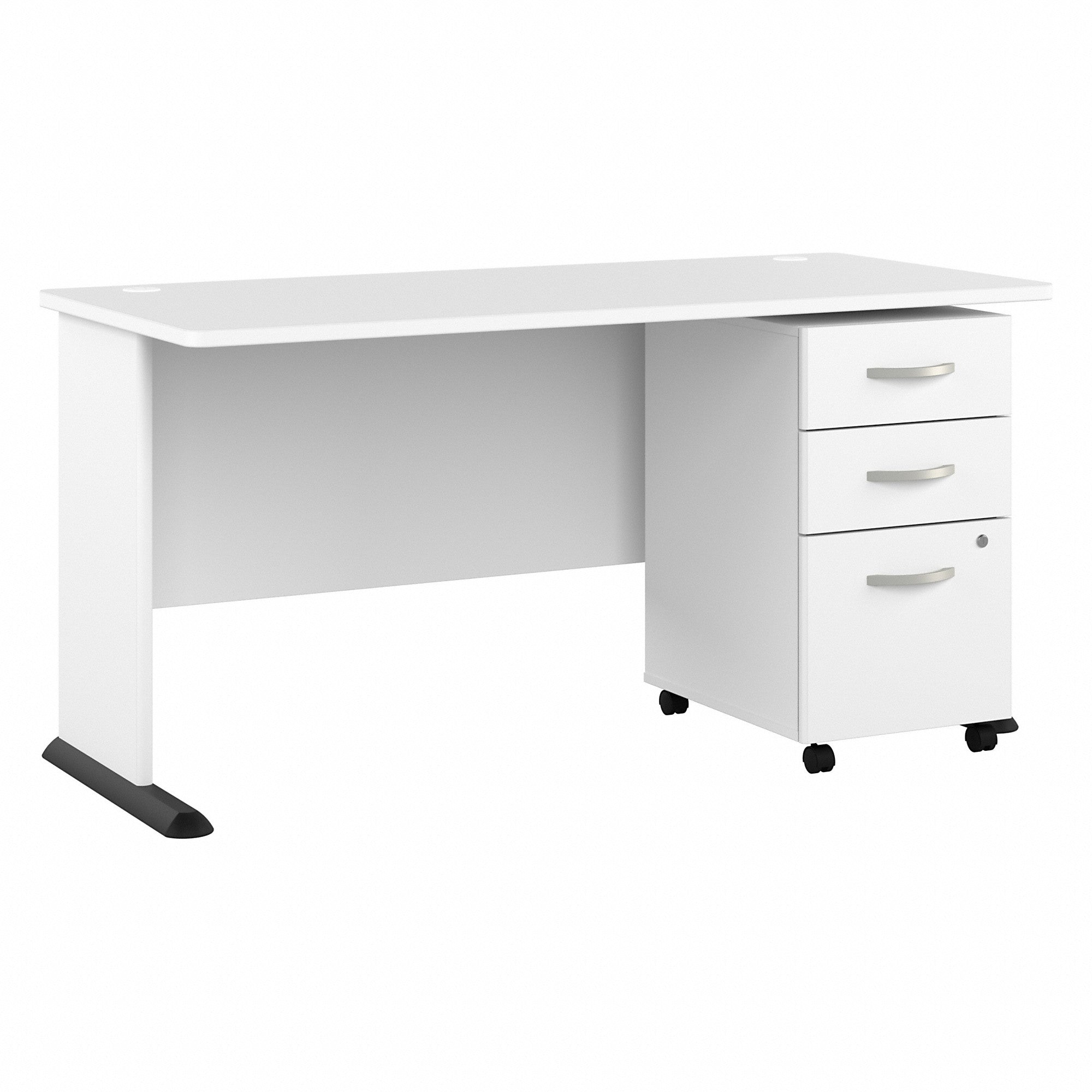 Bush Business Furniture Studio A 60W Computer Desk with 3 Drawer Mobile File Cabinet