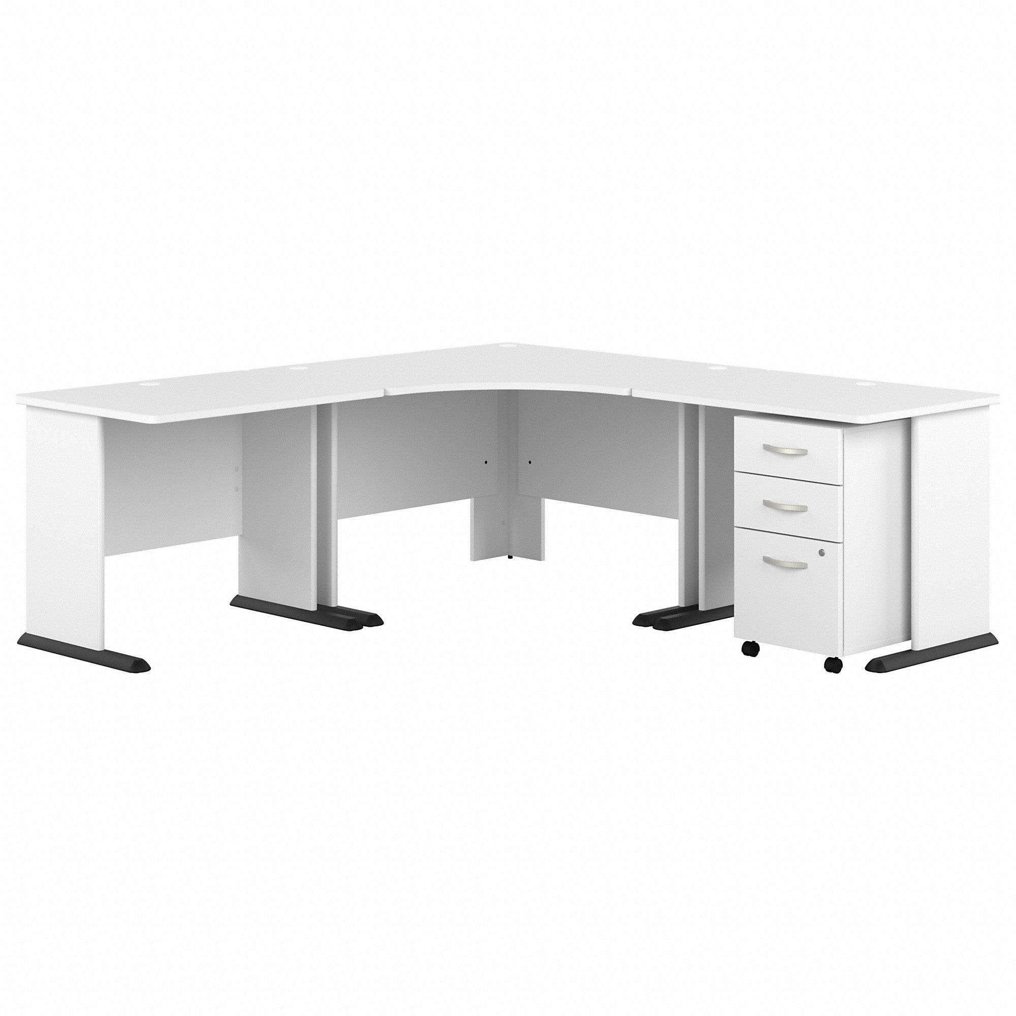 Bush Business Furniture Studio A 83W Large Corner Desk with 3 Drawer Mobile File Cabinet