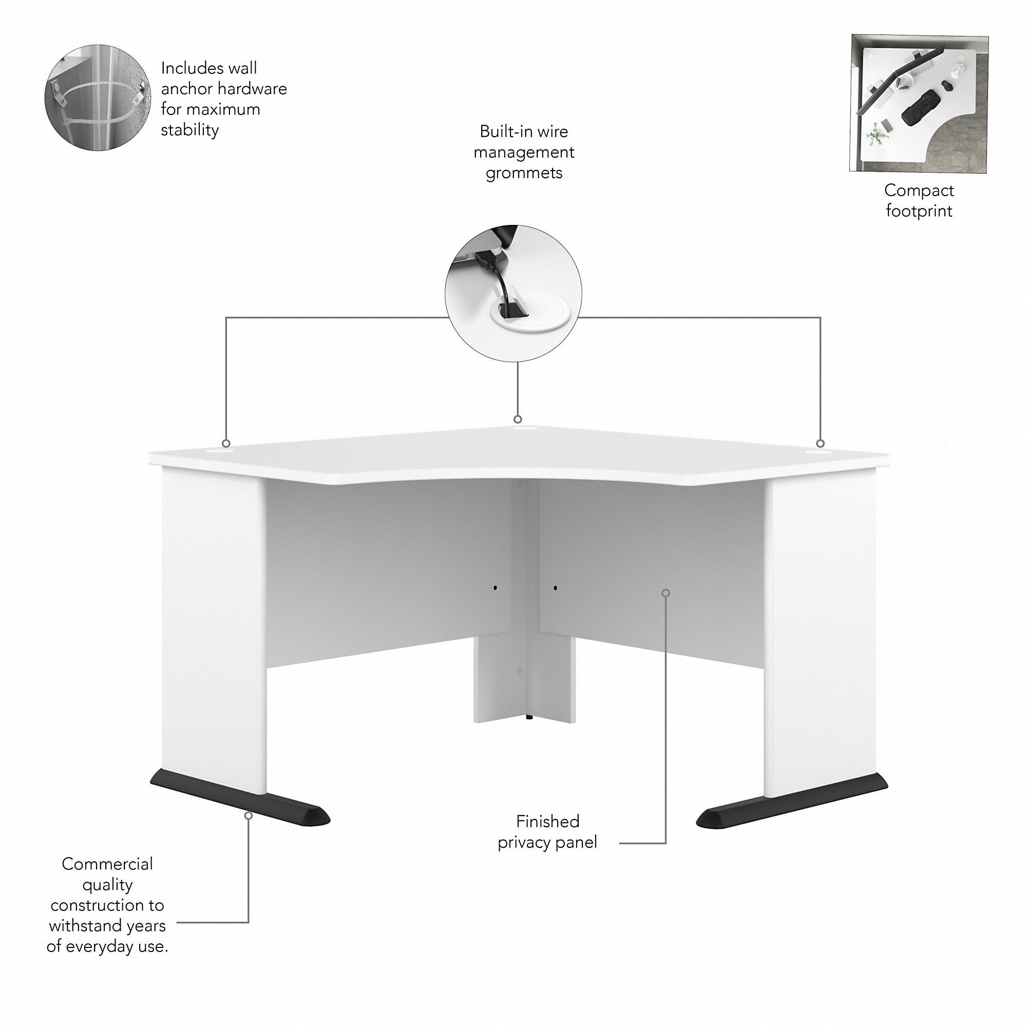 Bush Business Furniture Studio A 83W Large Corner Desk with 3 Drawer Mobile File Cabinet