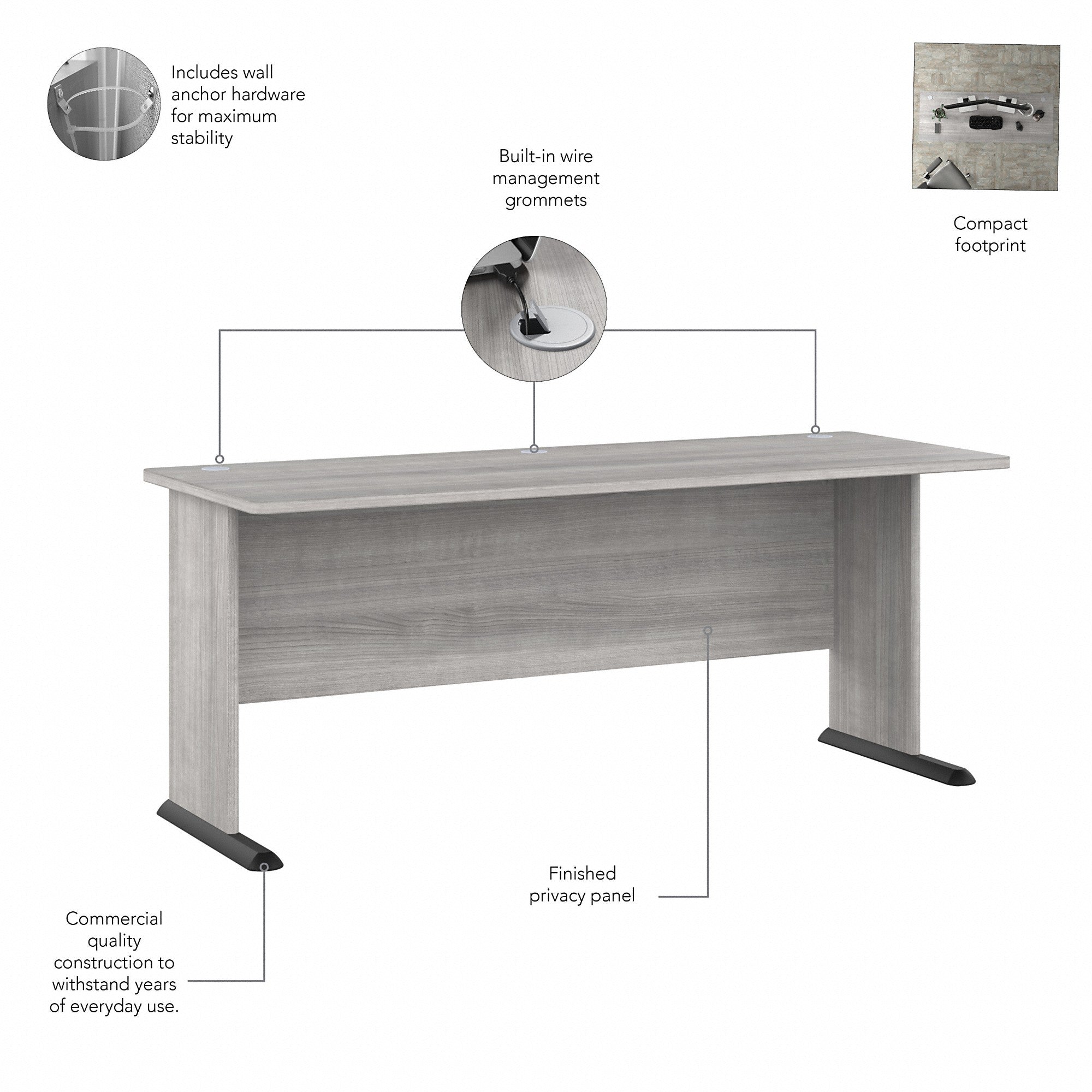 Bush Business Furniture Studio A 72W Computer Desk with 3 Drawer Mobile File Cabinet