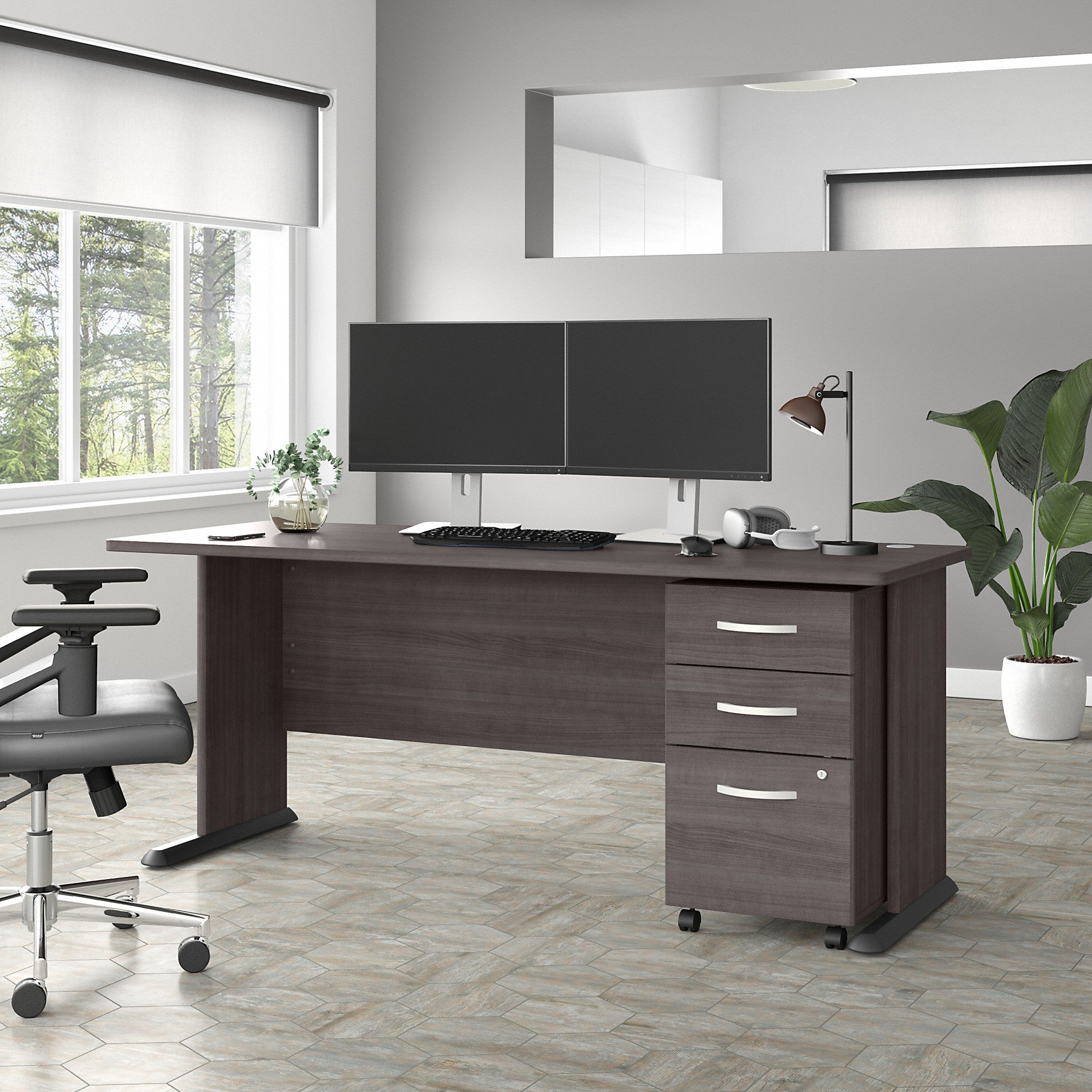 Bush Business Furniture Studio A 72W Computer Desk with 3 Drawer Mobile File Cabinet