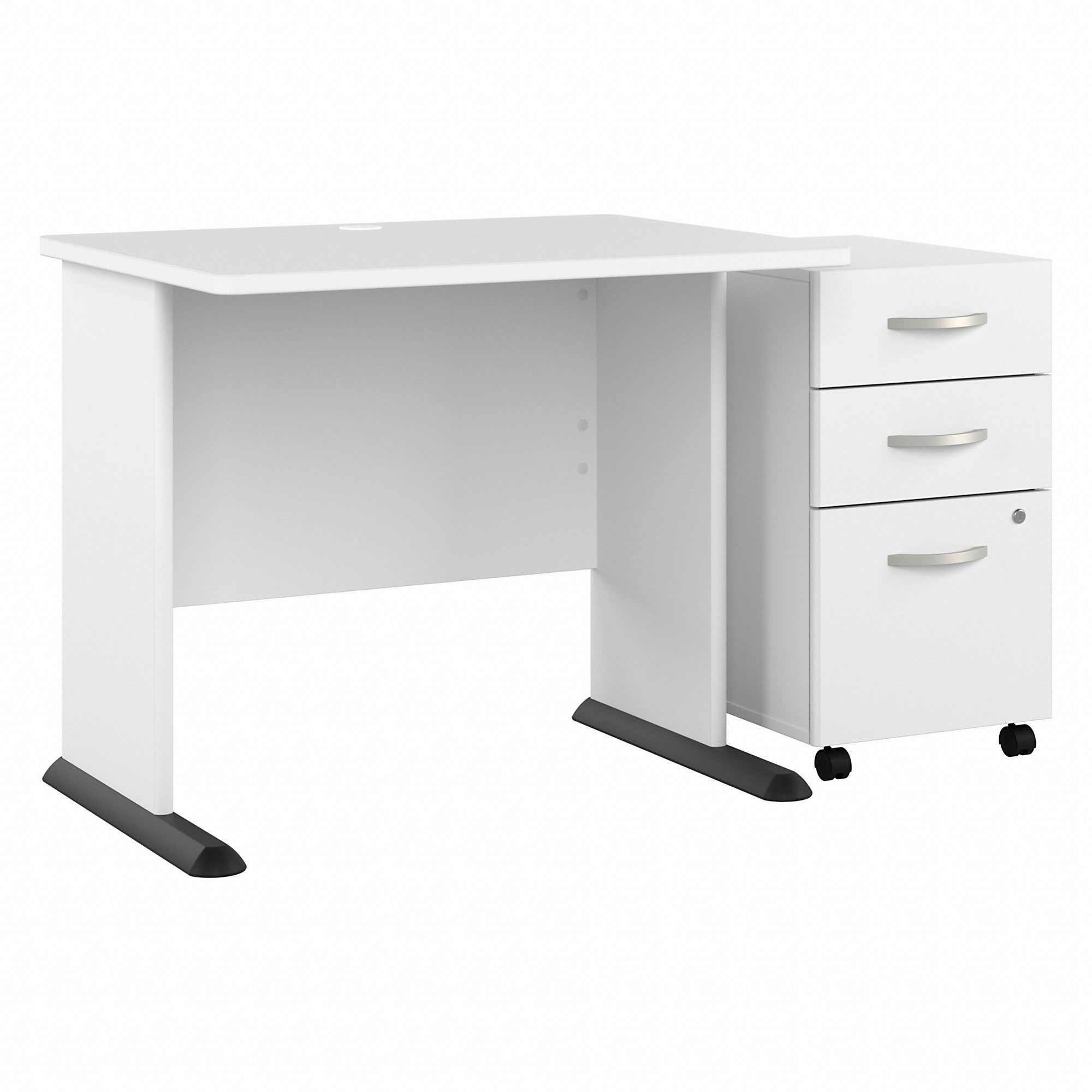 Bush Business Furniture Studio A 36W Small Computer Desk with 3 Drawer Mobile File Cabinet