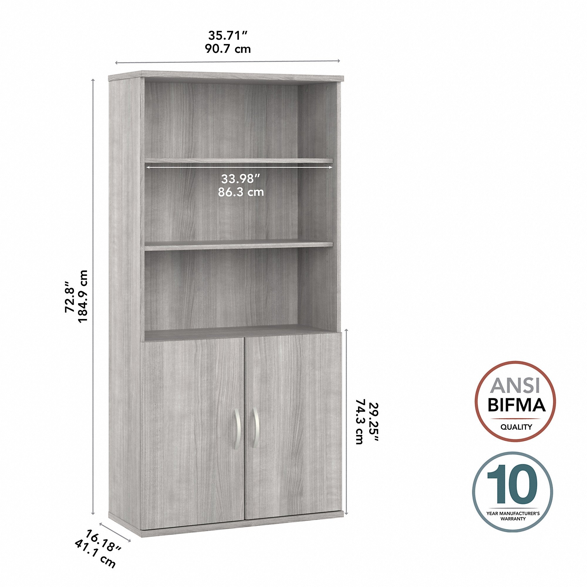 Bush Business Furniture Studio A Tall 5 Shelf Bookcase with Doors