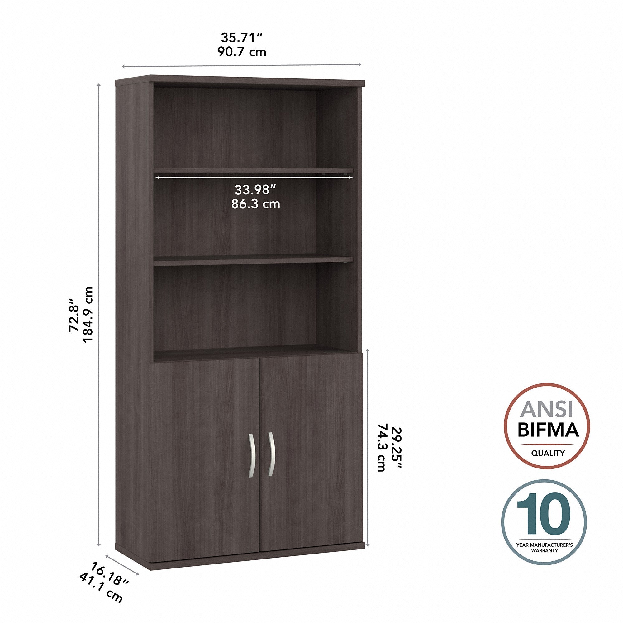 Bush Business Furniture Studio A Tall 5 Shelf Bookcase with Doors