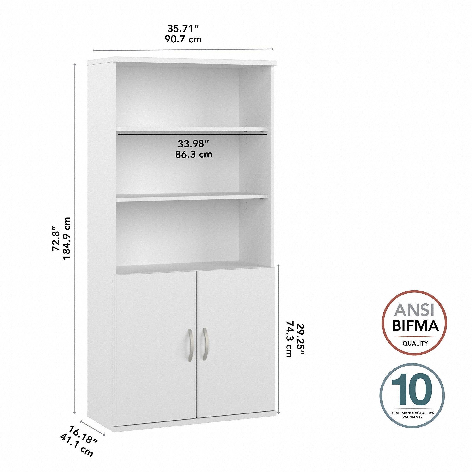 Bush Business Furniture Studio A Tall 5 Shelf Bookcase with Doors