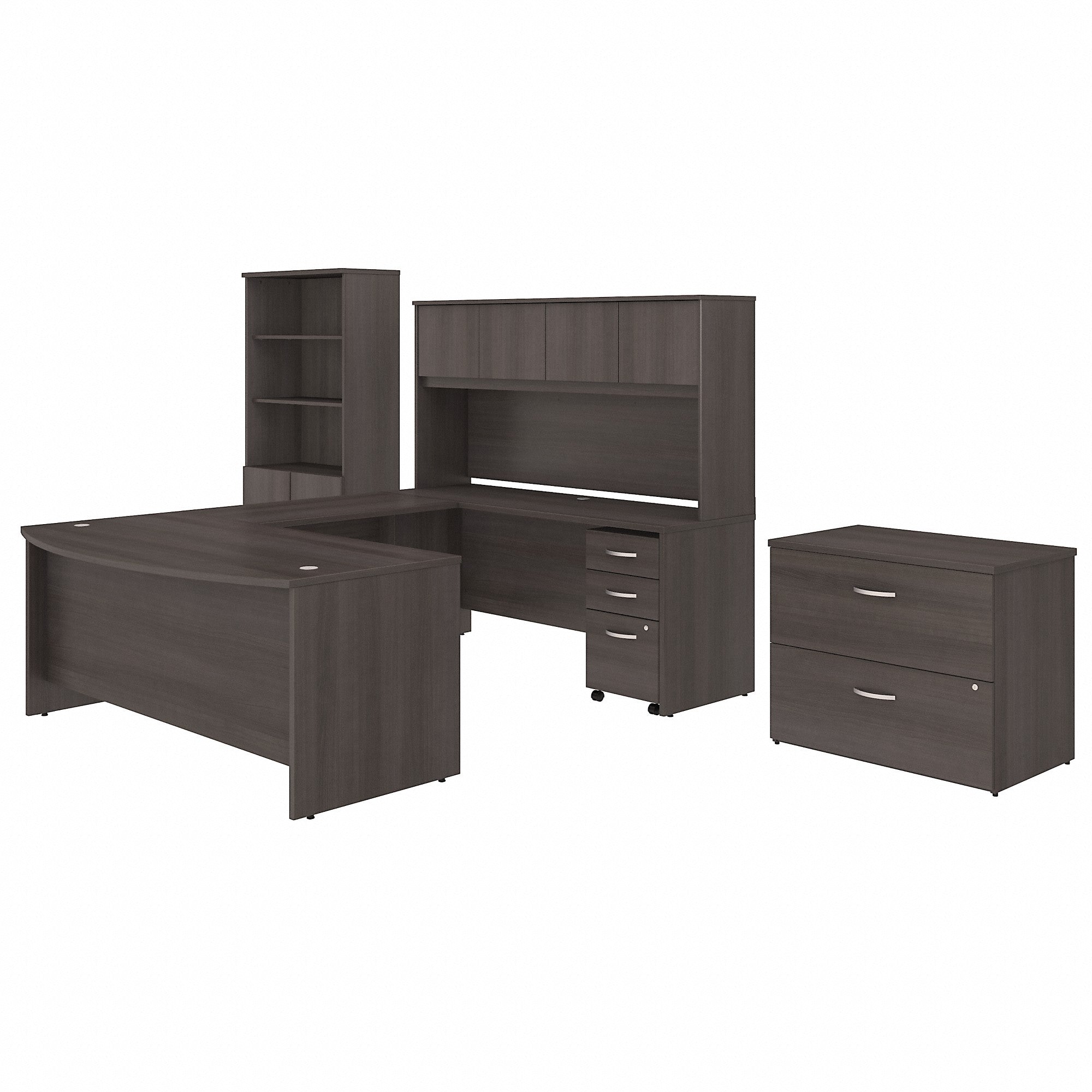 Bush Business Furniture Studio C 72W x 36D U Shaped Desk with Hutch, Bookcase and File Cabinets