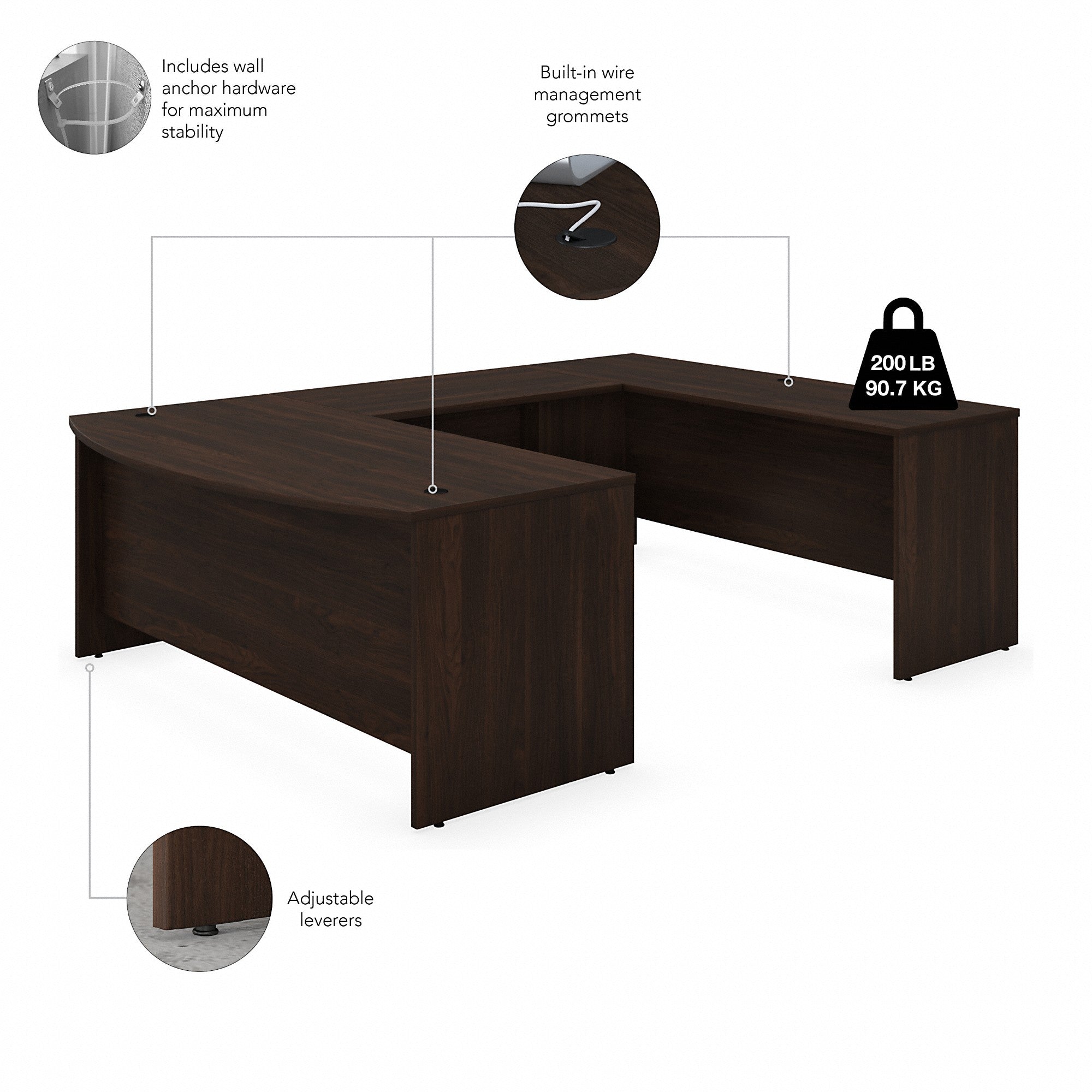 Bush Business Furniture Studio C 72W x 36D U Shaped Desk with Hutch and Mobile File Cabinet