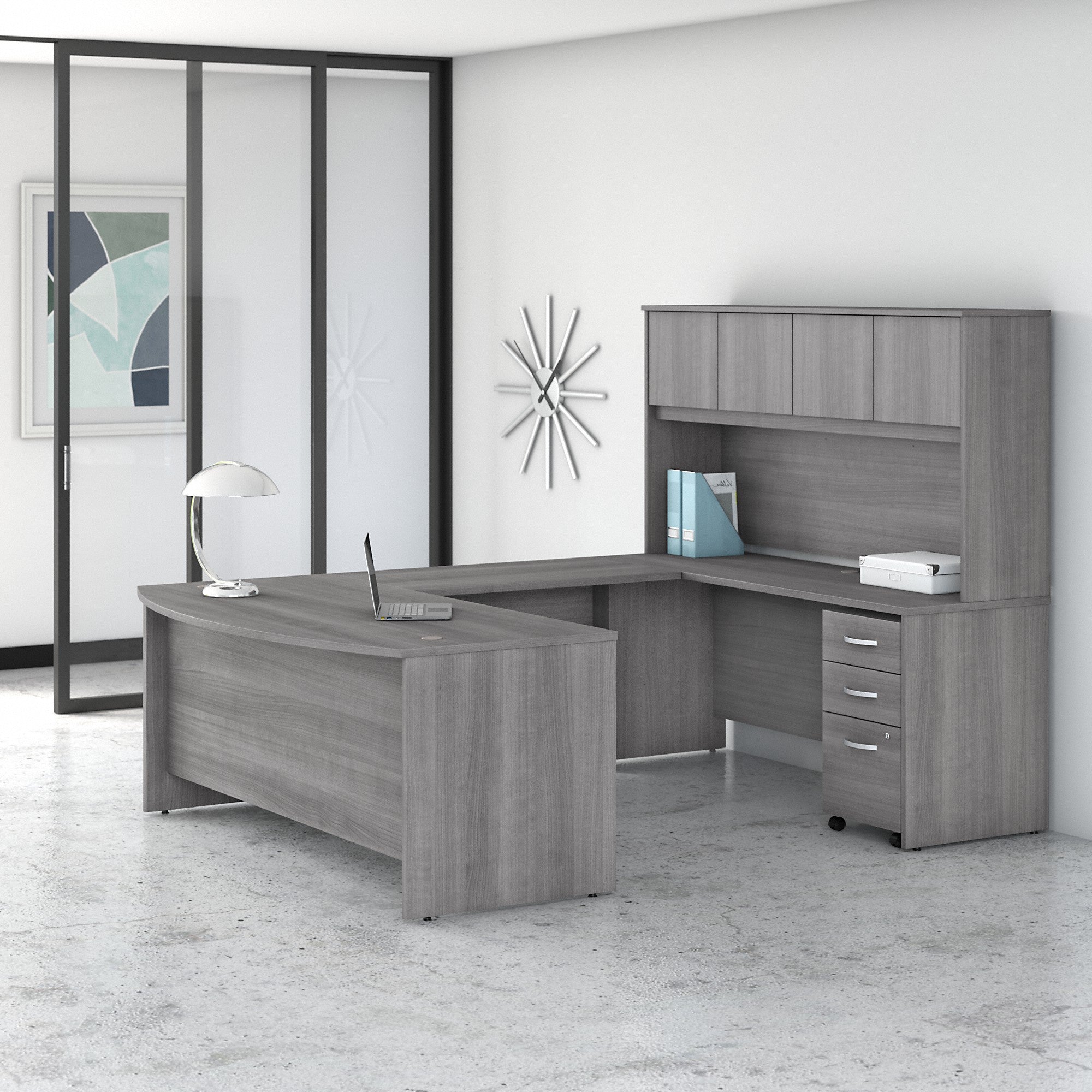 Bush Business Furniture Studio C 72W x 36D U Shaped Desk with Hutch and Mobile File Cabinet