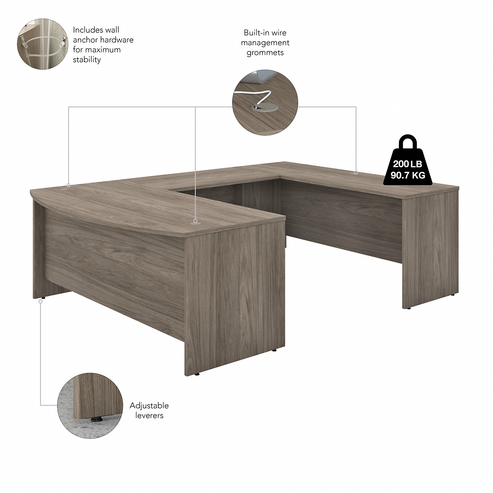 Bush Business Furniture Studio C 72W x 36D U Shaped Desk with Mobile File Cabinet