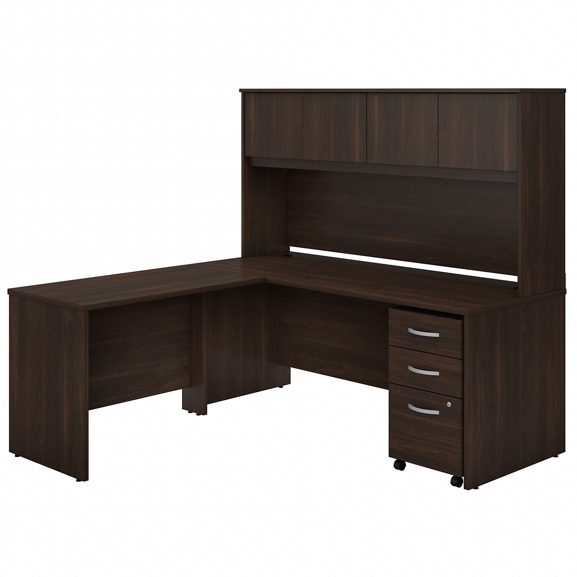 Bush Business Furniture Studio C 72W x 30D L Shaped Desk with Hutch, Mobile File Cabinet and 42W Return