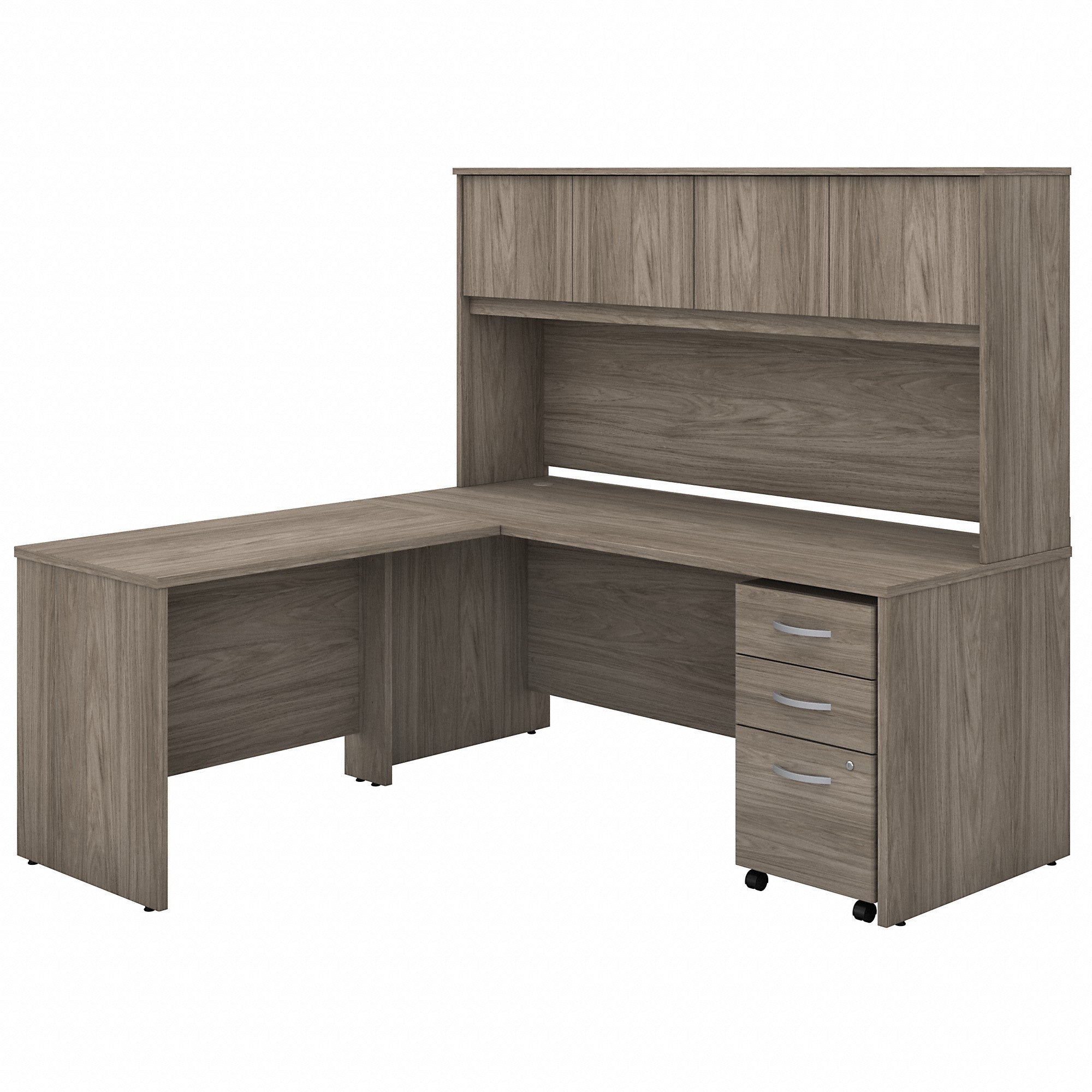 Bush Business Furniture Studio C 72W x 30D L Shaped Desk with Hutch, Mobile File Cabinet and 42W Return