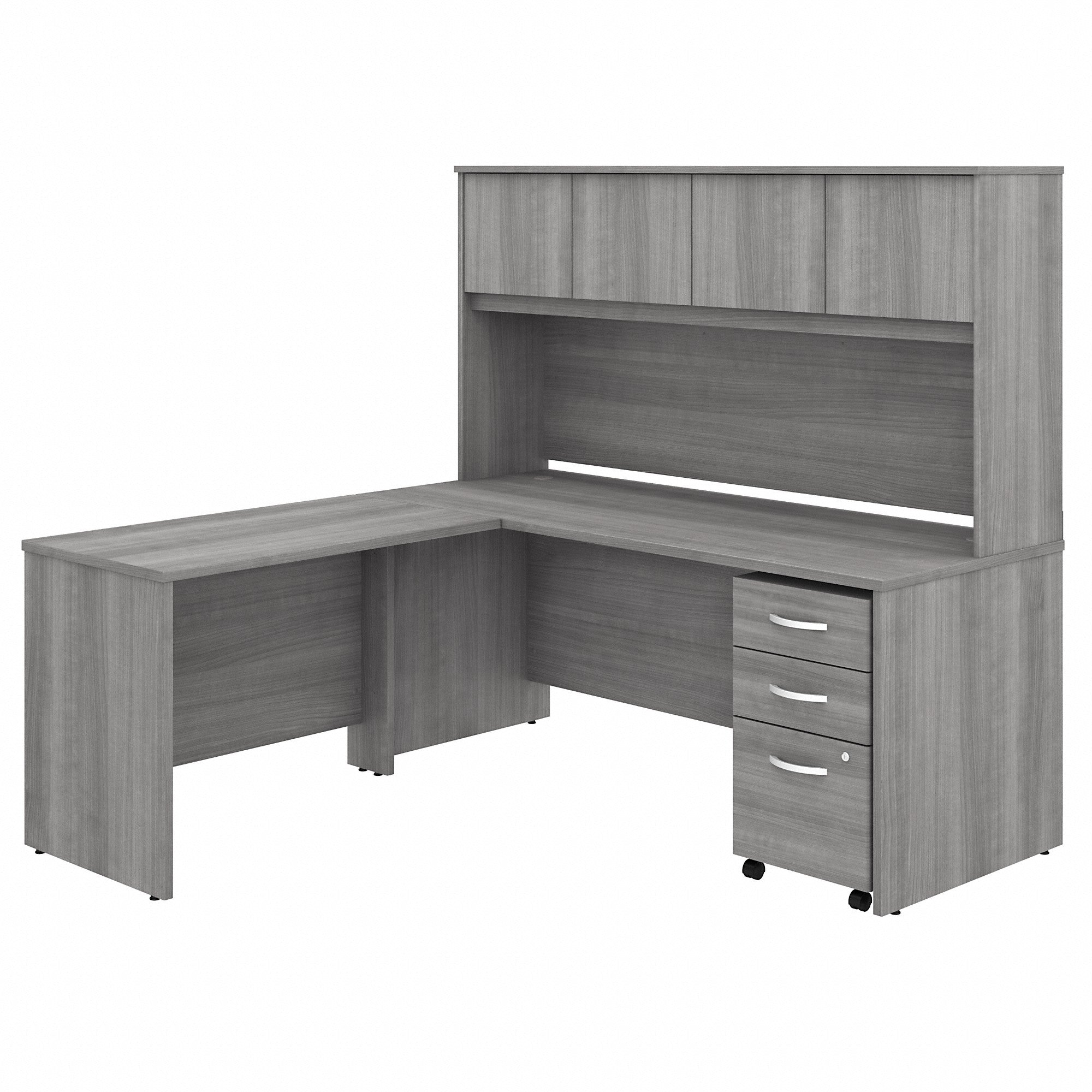 Bush Business Furniture Studio C 72W x 30D L Shaped Desk with Hutch, Mobile File Cabinet and 42W Return