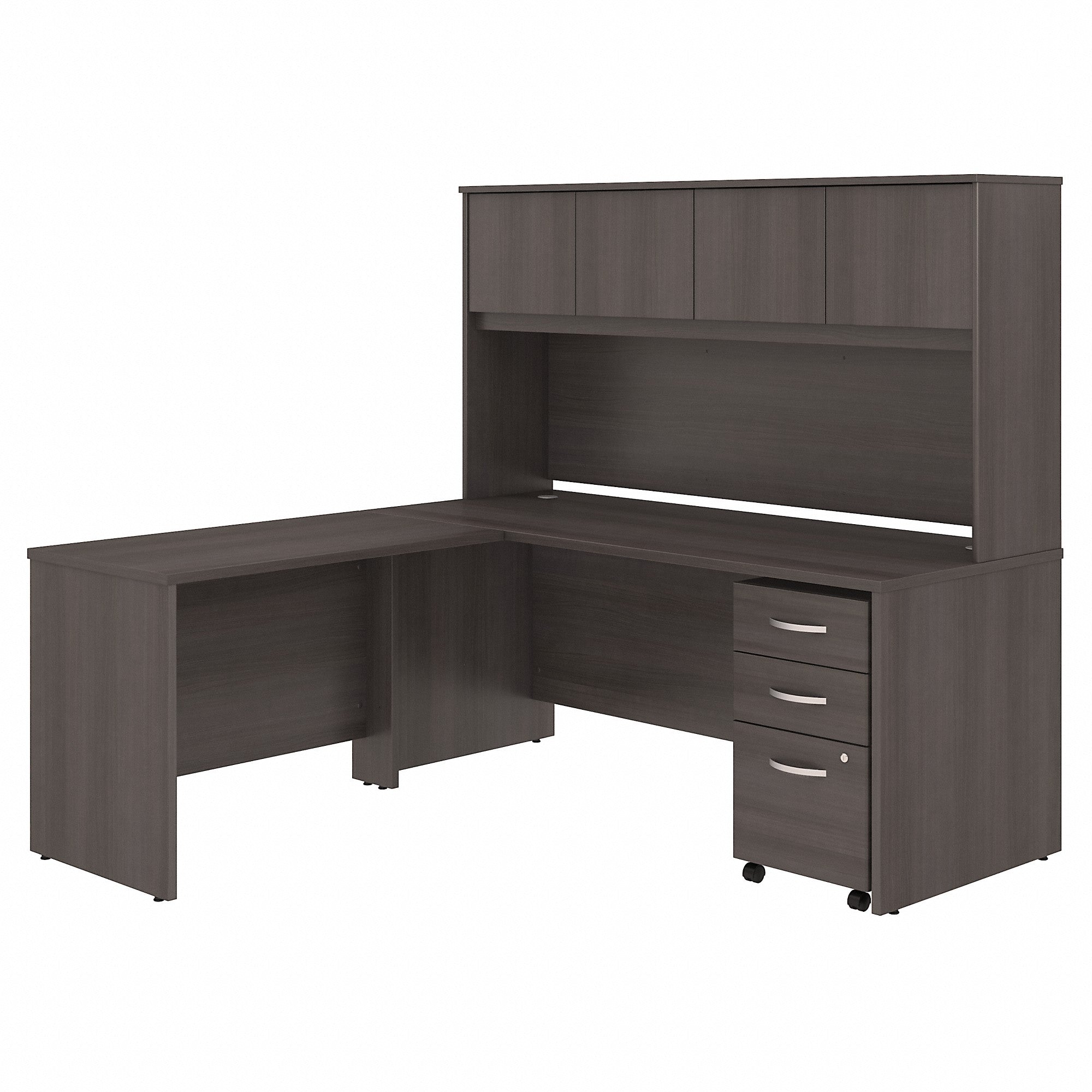 Bush Business Furniture Studio C 72W x 30D L Shaped Desk with Hutch, Mobile File Cabinet and 42W Return