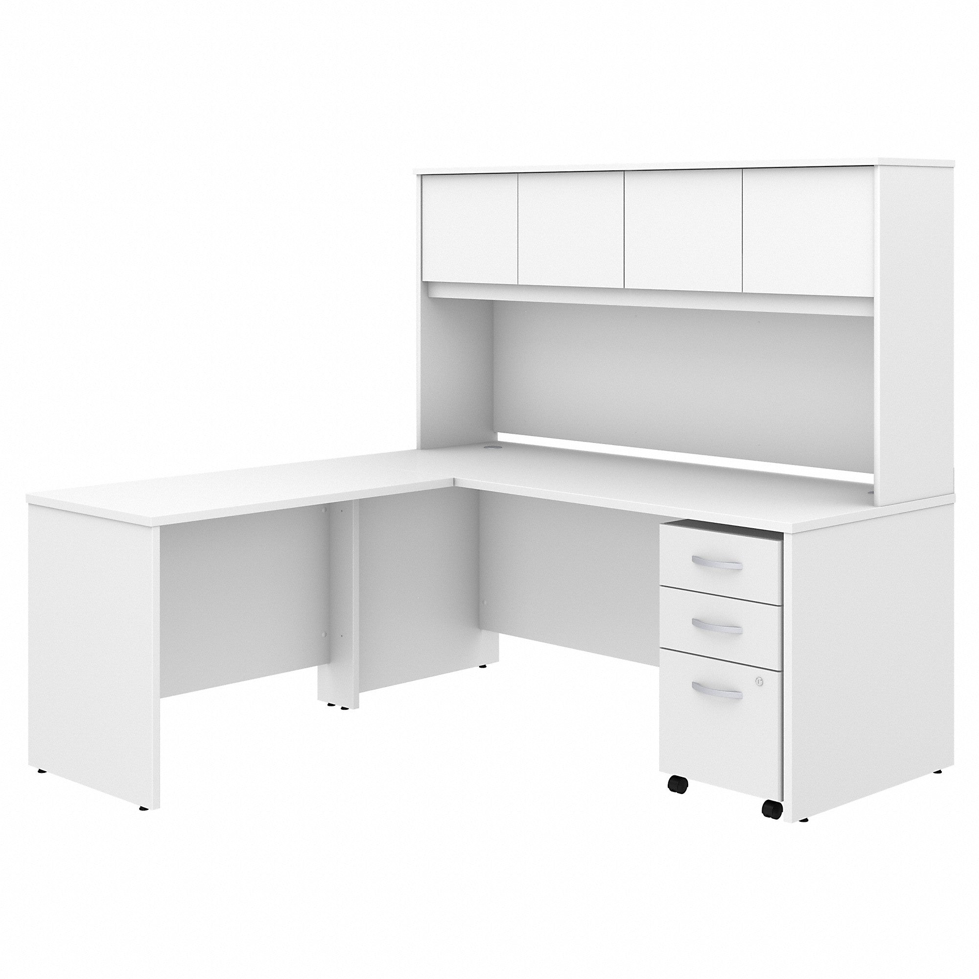 Bush Business Furniture Studio C 72W x 30D L Shaped Desk with Hutch, Mobile File Cabinet and 42W Return