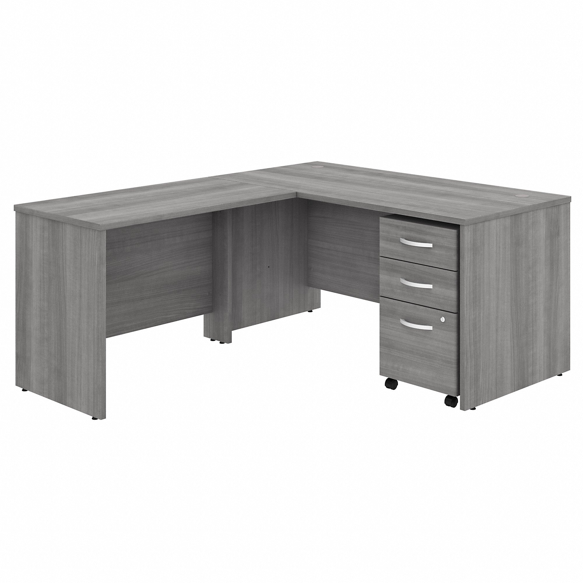 Bush Business Furniture Studio C 60W x 30D L Shaped Desk with Mobile File Cabinet and 42W Return