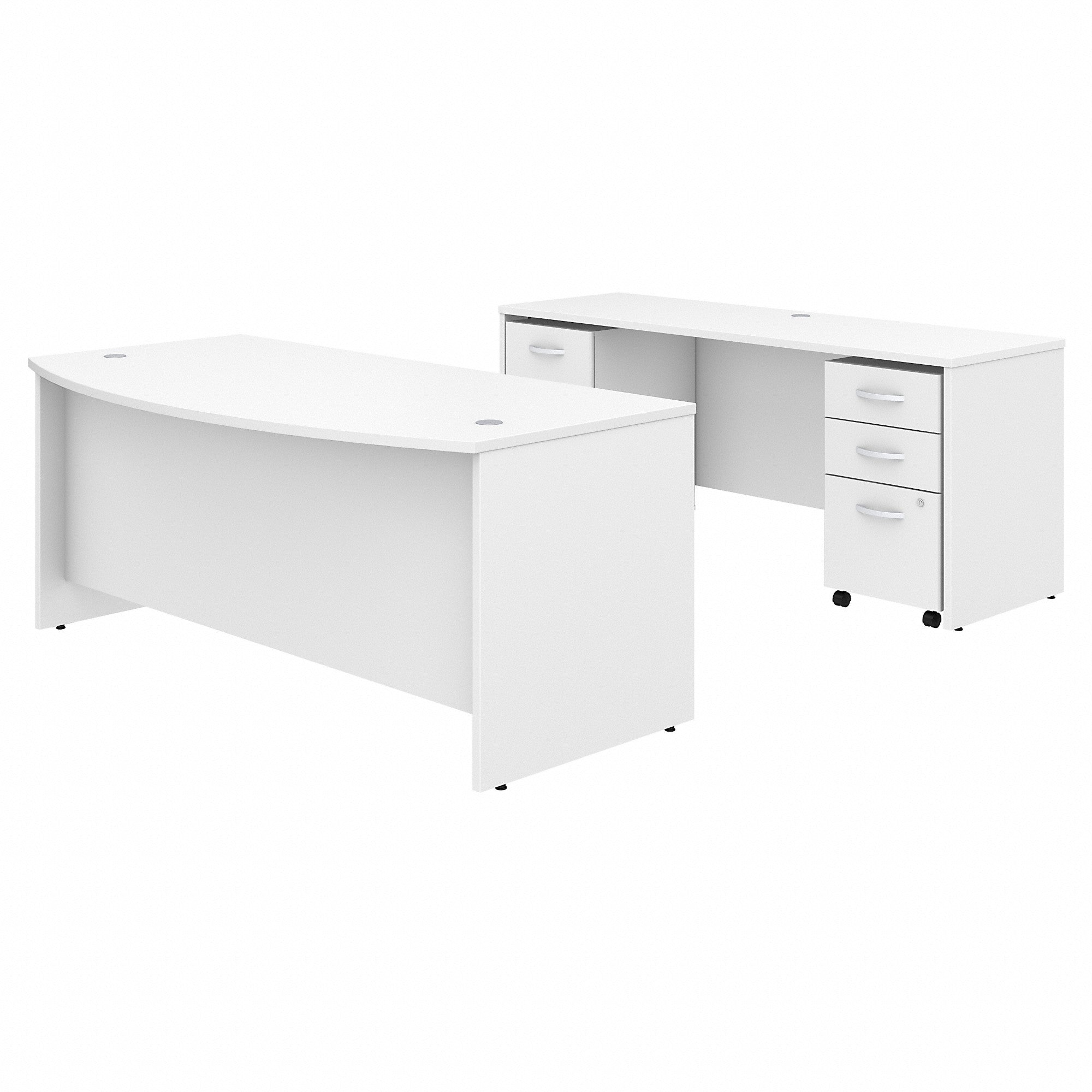 Bush Business Furniture Studio C 72W x 36D Bow Front Desk and Credenza with Mobile File Cabinets