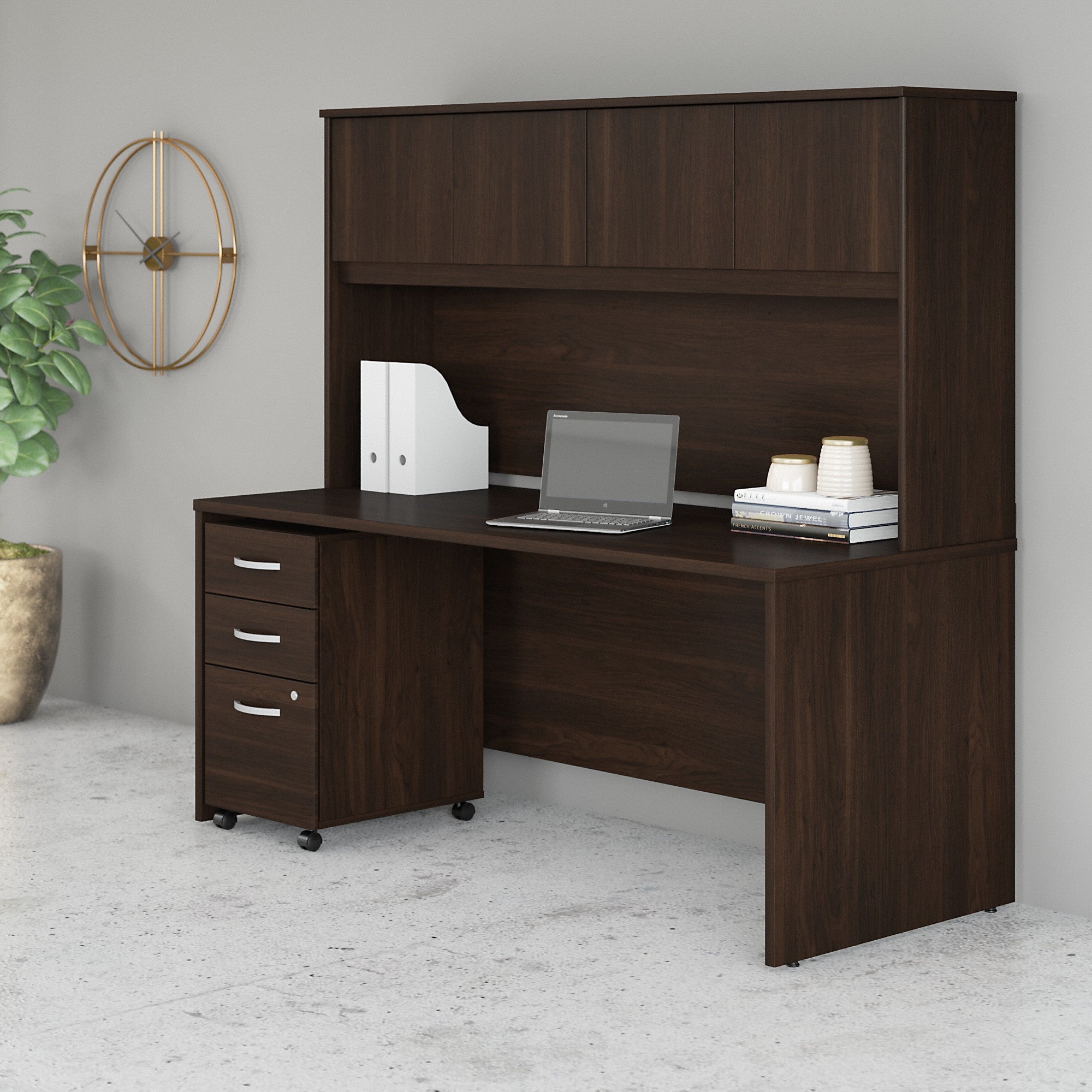 Bush Business Furniture Studio C 72W x 30D Office Desk with Hutch and Mobile File Cabinet