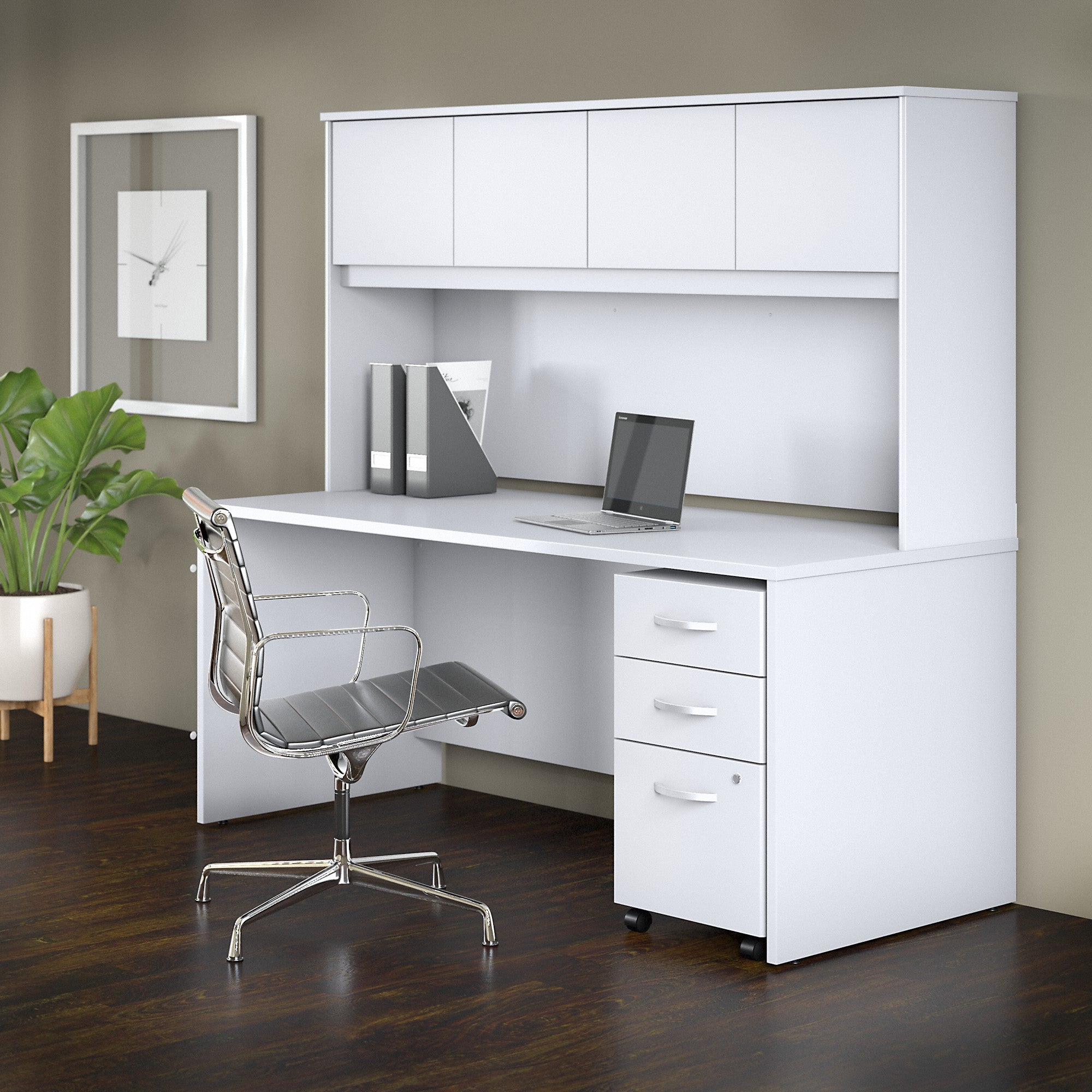 Bush Business Furniture Studio C 72W x 30D Office Desk with Hutch and Mobile File Cabinet