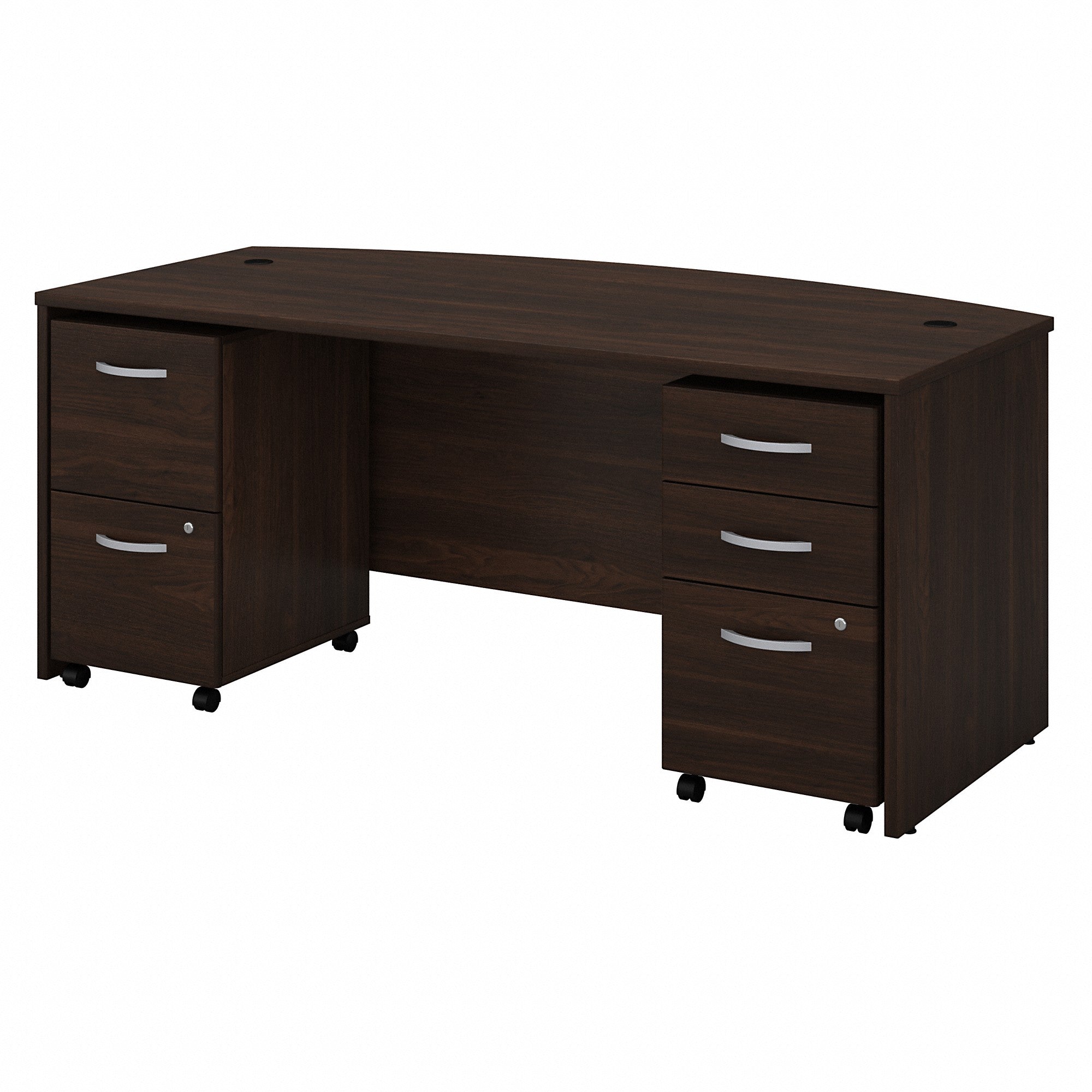 Bush Business Furniture Studio C 72W x 36D Bow Front Desk with Mobile File Cabinets