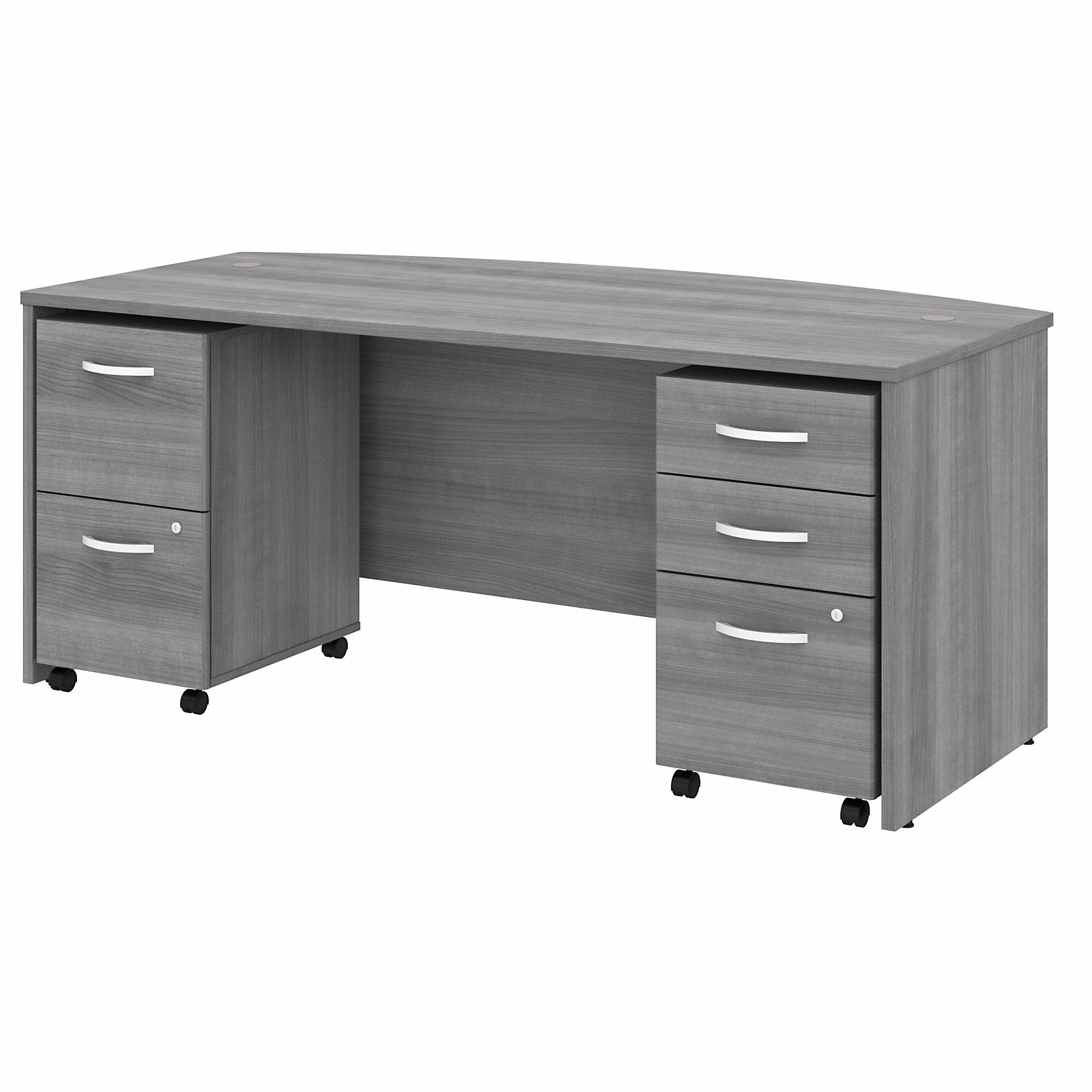 Bush Business Furniture Studio C 72W x 36D Bow Front Desk with Mobile File Cabinets