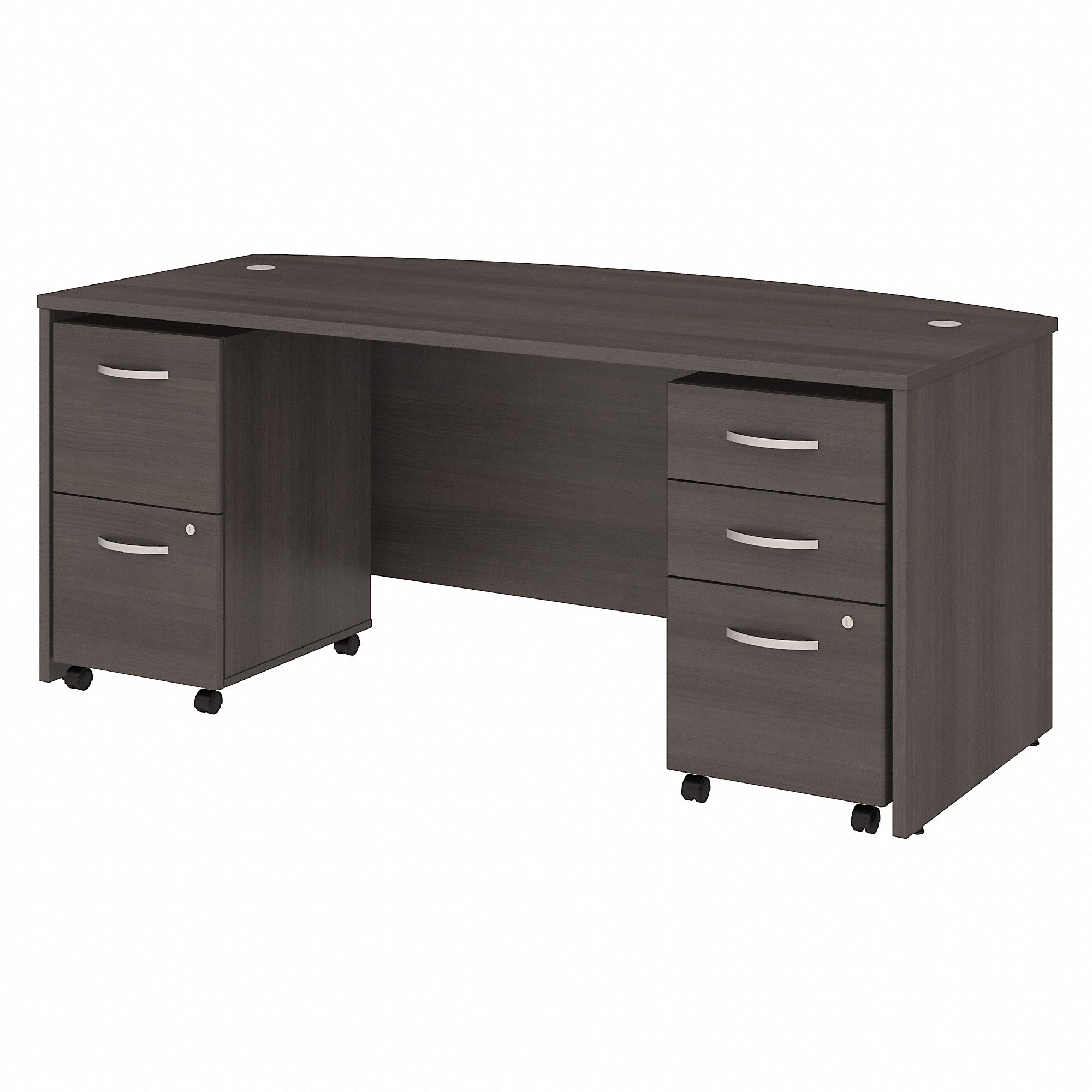 Bush Business Furniture Studio C 72W x 36D Bow Front Desk with Mobile File Cabinets