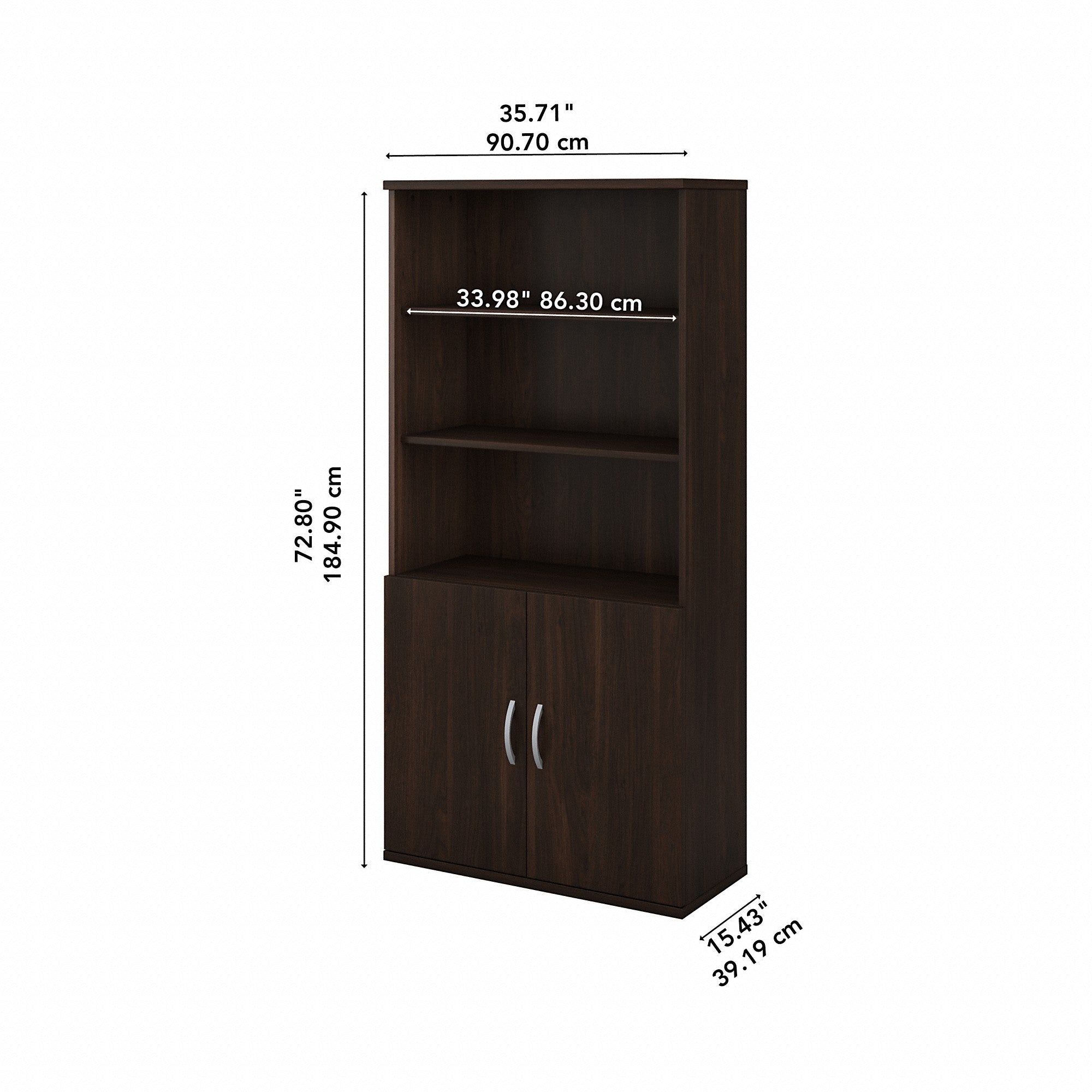 Bush Business Furniture Studio C Tall 5 Shelf Bookcase with Doors