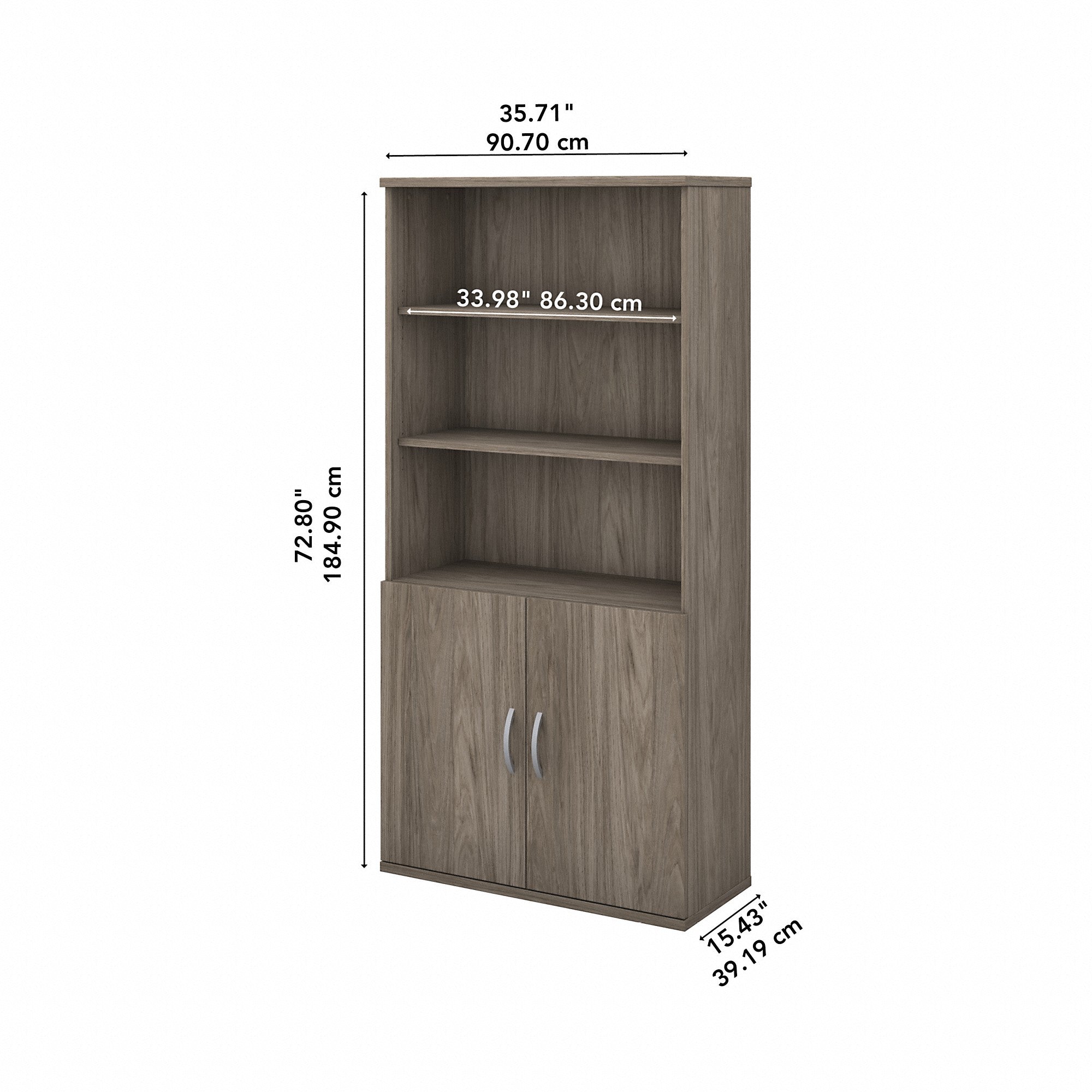 Bush Business Furniture Studio C Tall 5 Shelf Bookcase with Doors