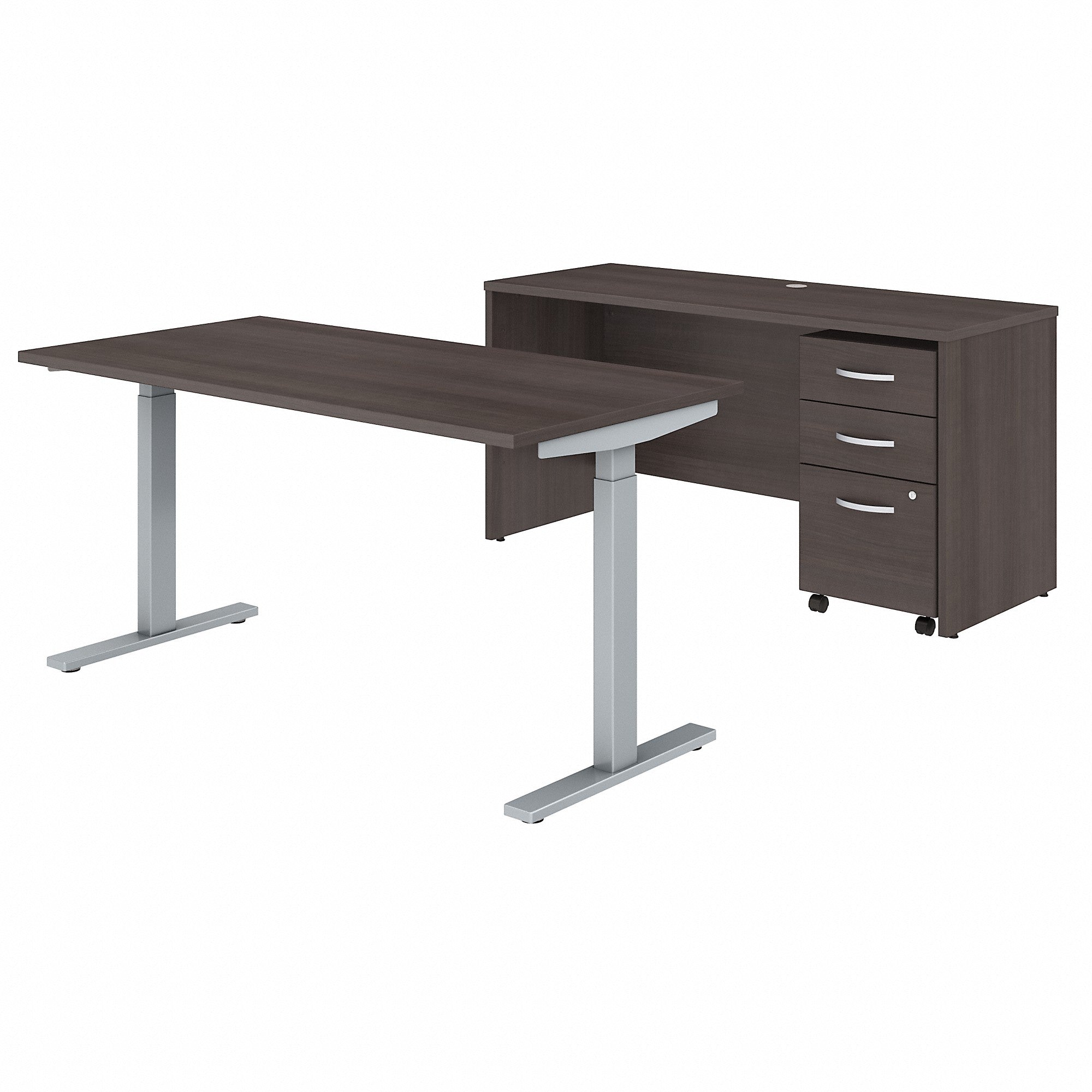 Bush Business Furniture Studio C 60W x 30D Height Adjustable Standing Desk, Credenza and Mobile File Cabinet