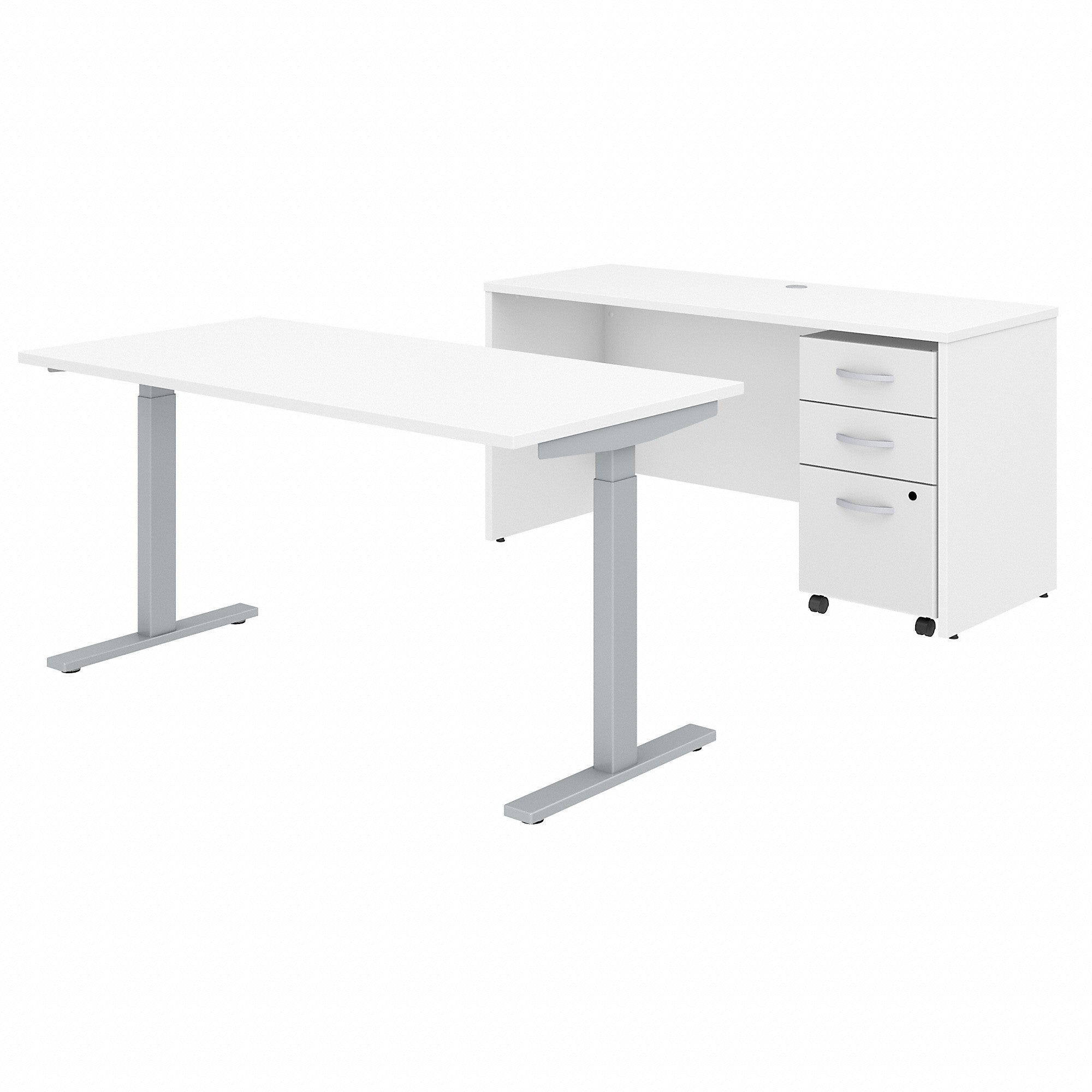 Bush Business Furniture Studio C 60W x 30D Height Adjustable Standing Desk, Credenza and Mobile File Cabinet