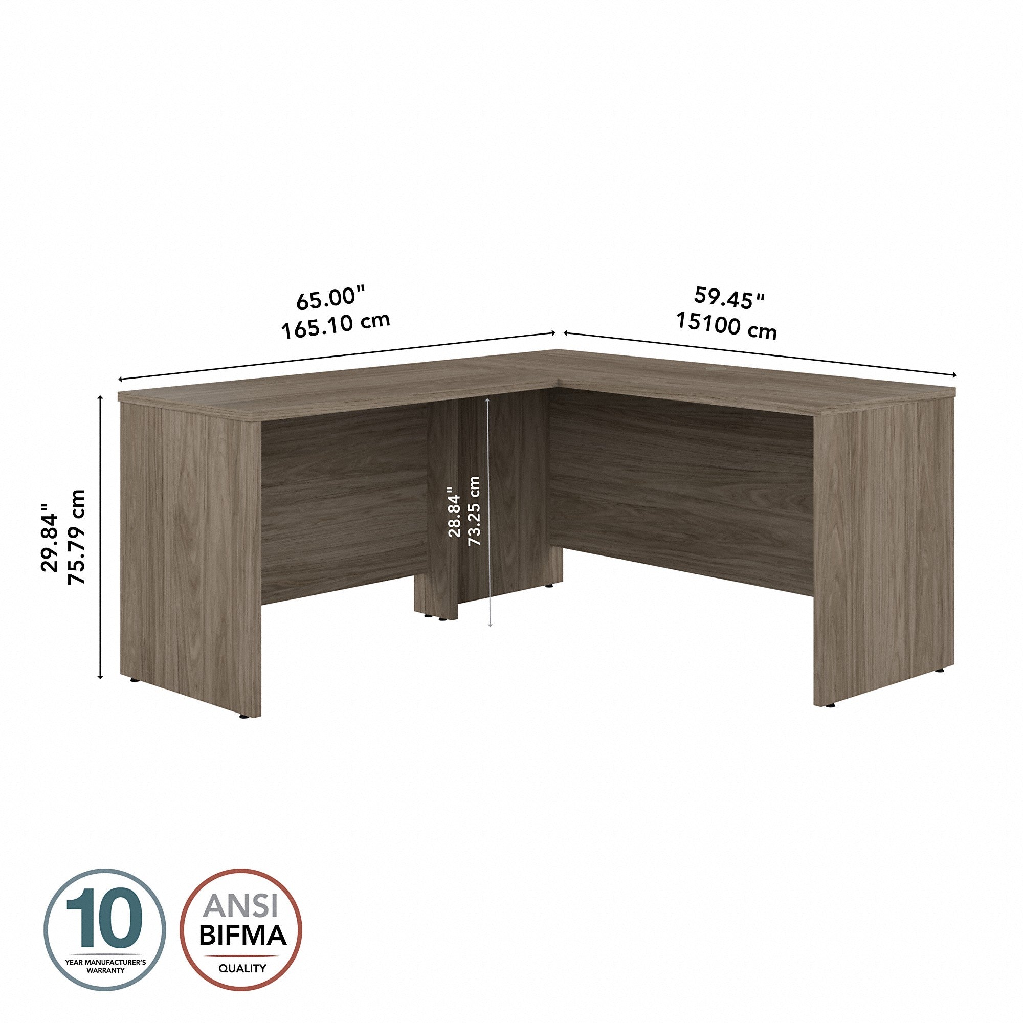 Bush Business Furniture Studio C 60W x 24D L Shaped Desk with 42W Return