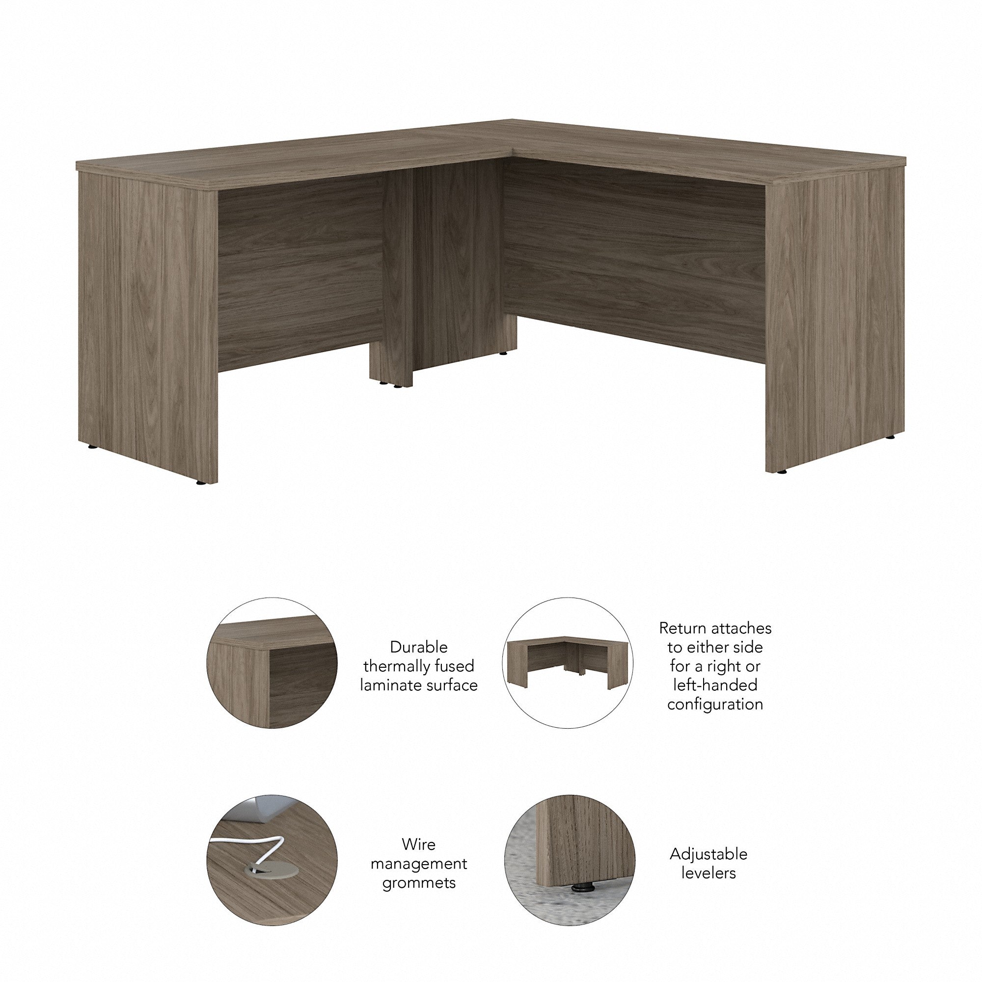 Bush Business Furniture Studio C 60W x 24D L Shaped Desk with 42W Return