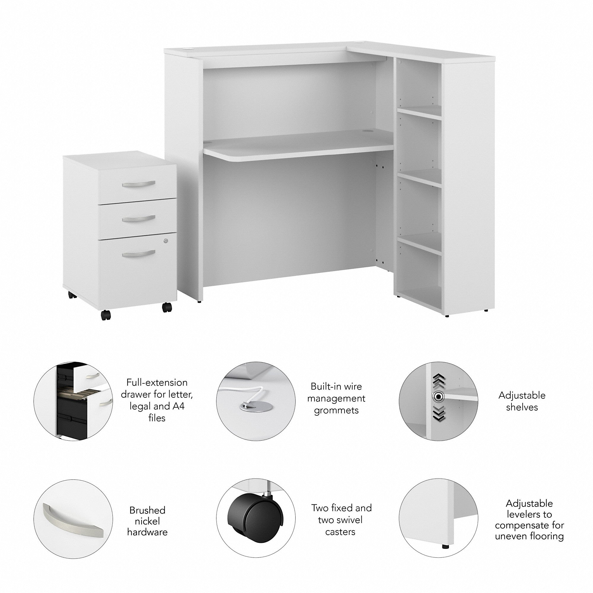 Bush Business Furniture Studio C 48W Cubicle Desk with Shelves and Mobile File Cabinet