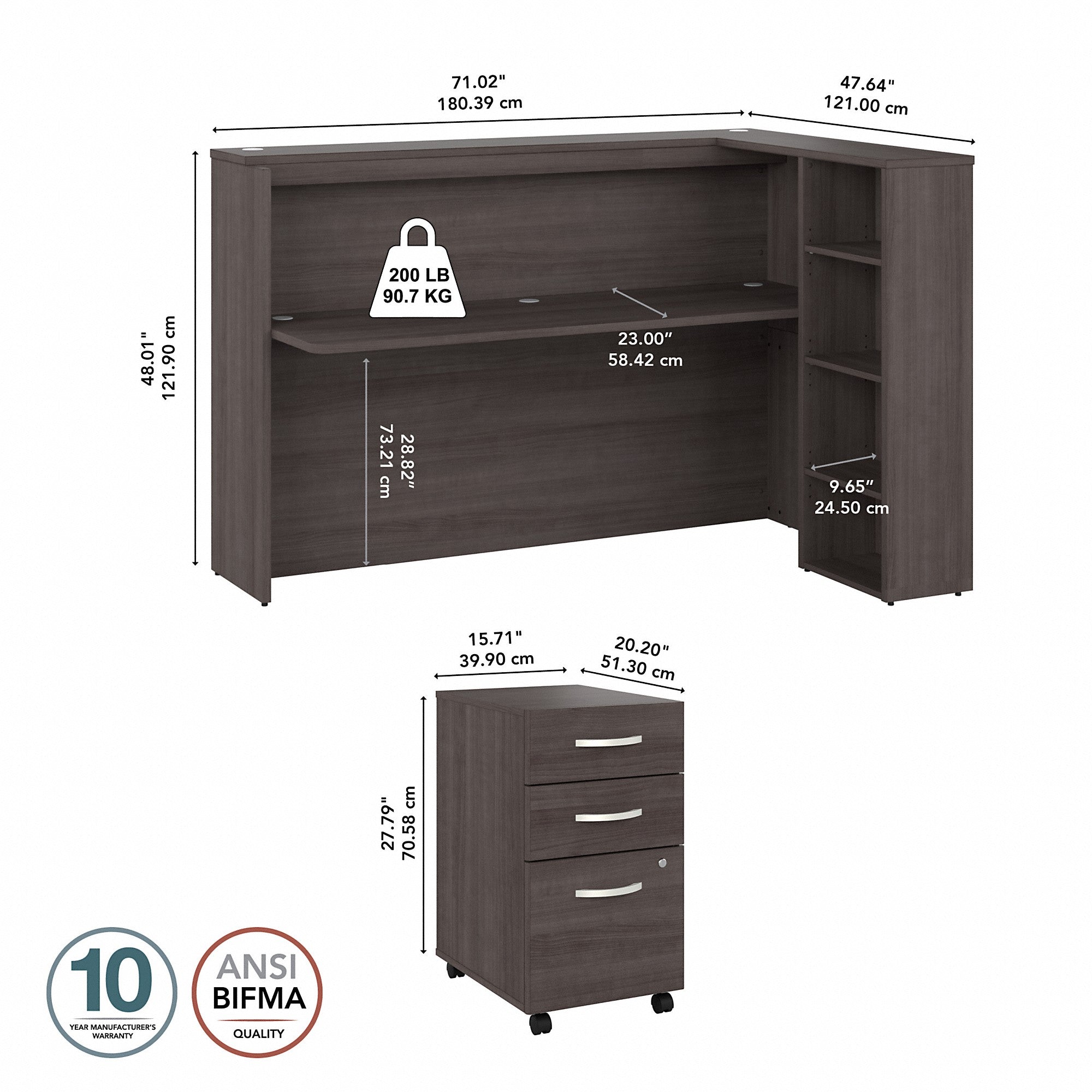 Bush Business Furniture Studio C 72W Cubicle Desk with Shelves and Mobile File Cabinet