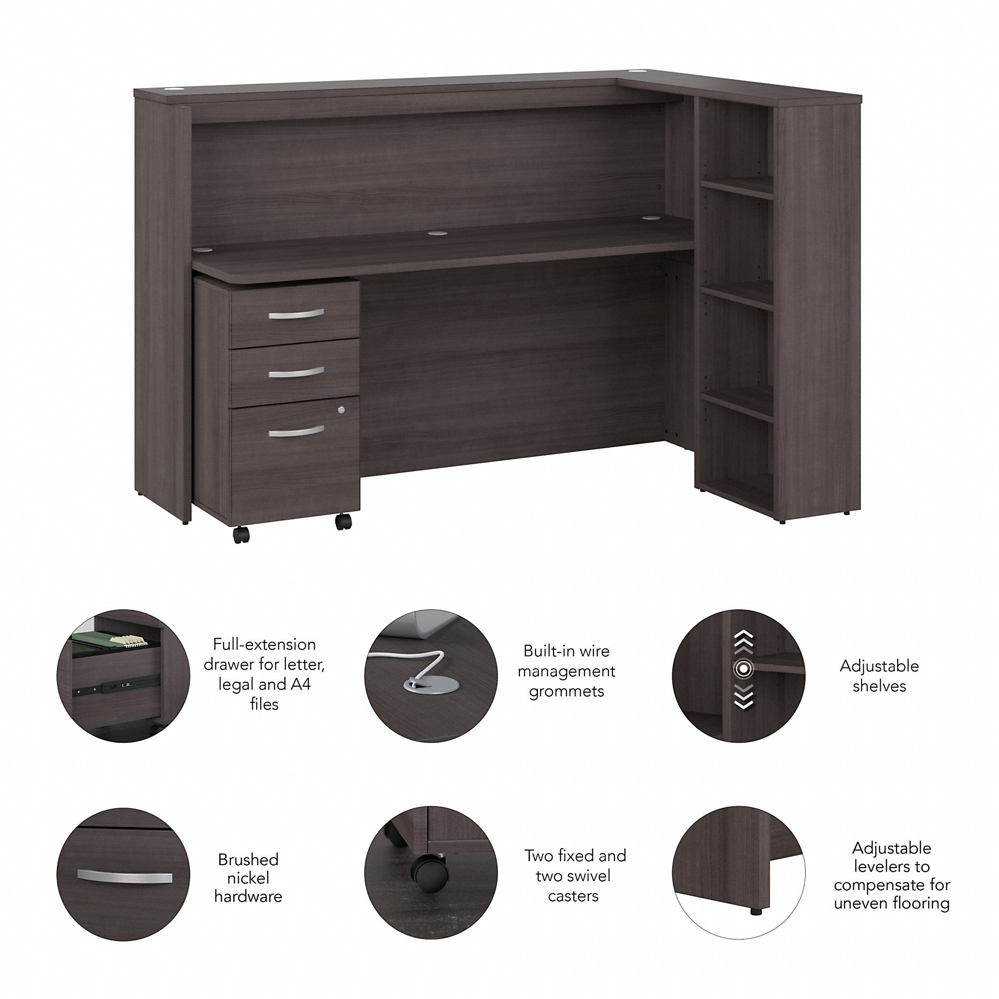 Bush Business Furniture Studio C 72W Cubicle Desk with Shelves and Mobile File Cabinet