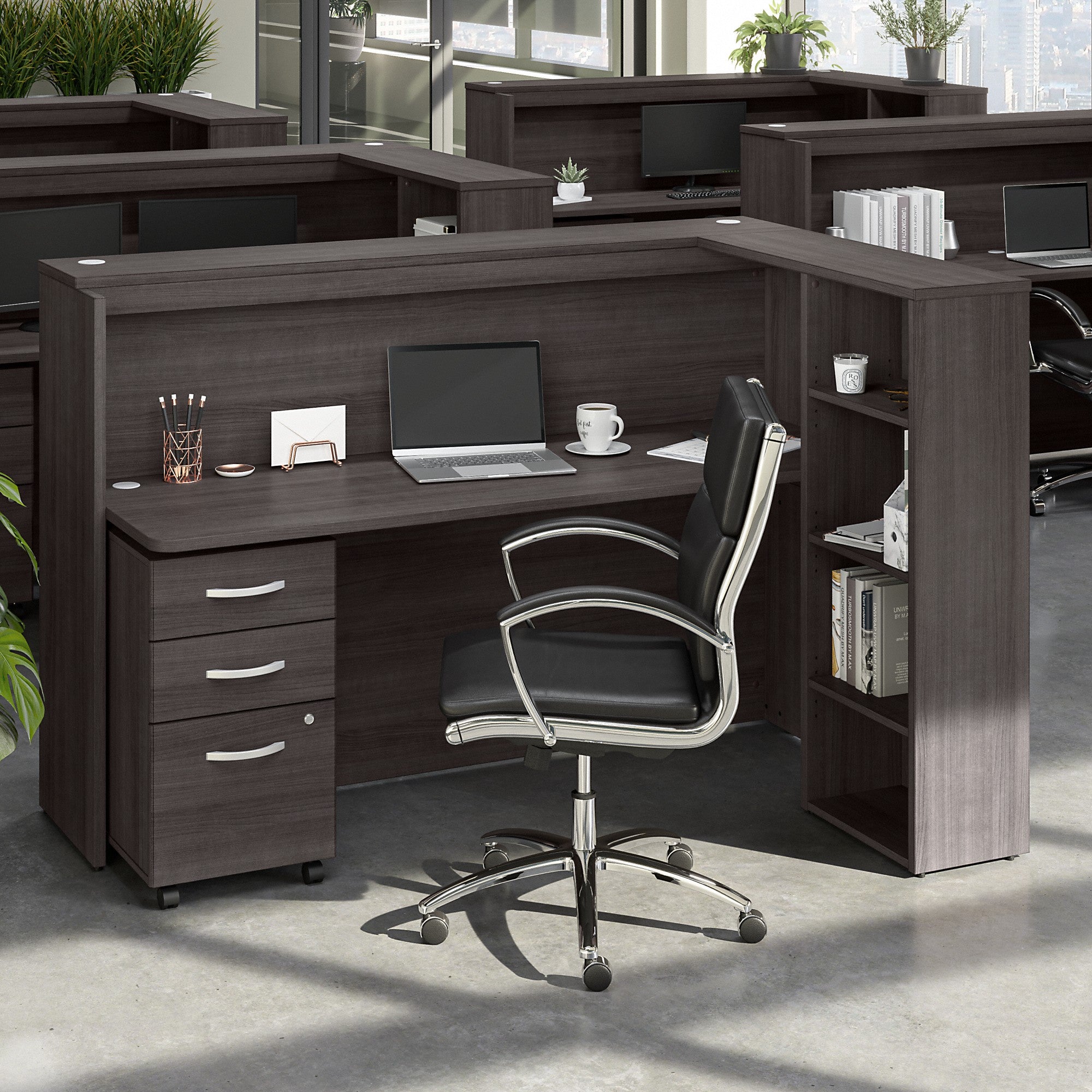 Bush Business Furniture Studio C 72W Cubicle Desk with Shelves and Mobile File Cabinet