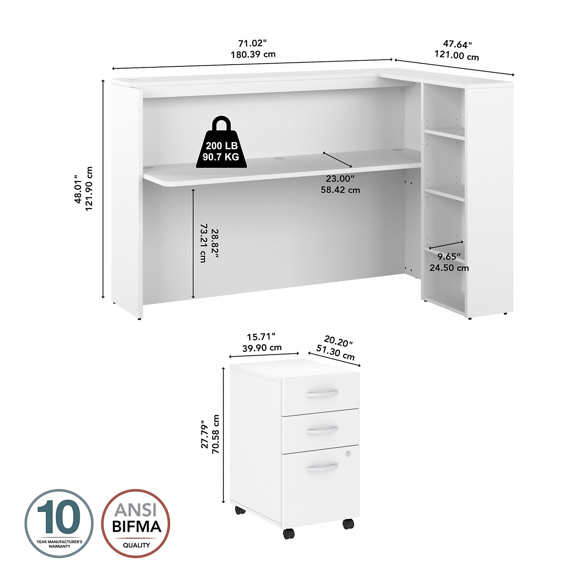 Bush Business Furniture Studio C 72W Cubicle Desk with Shelves and Mobile File Cabinet