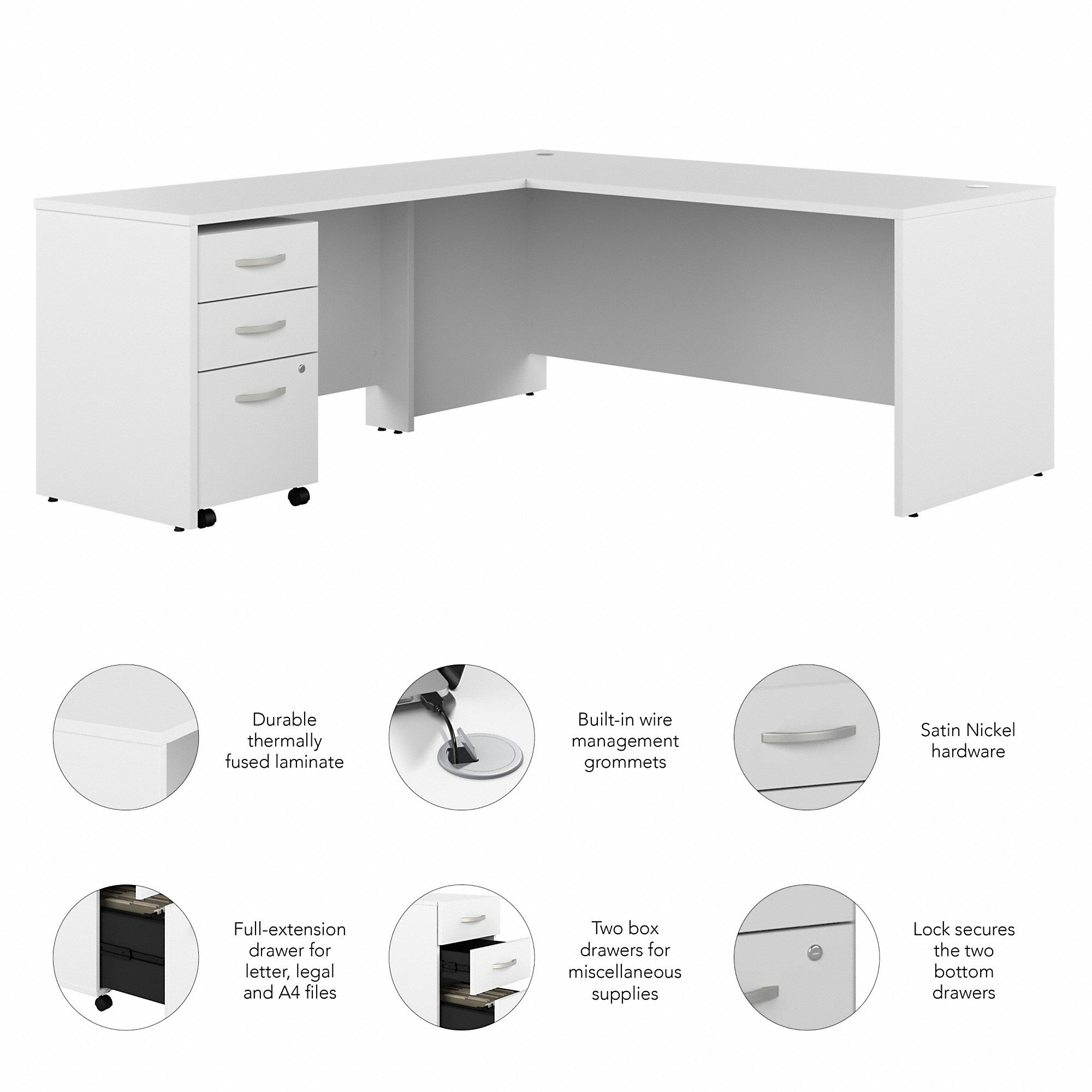 Bush Business Furniture Studio C 72W Cubicle Desk with Shelves and Mobile File Cabinet