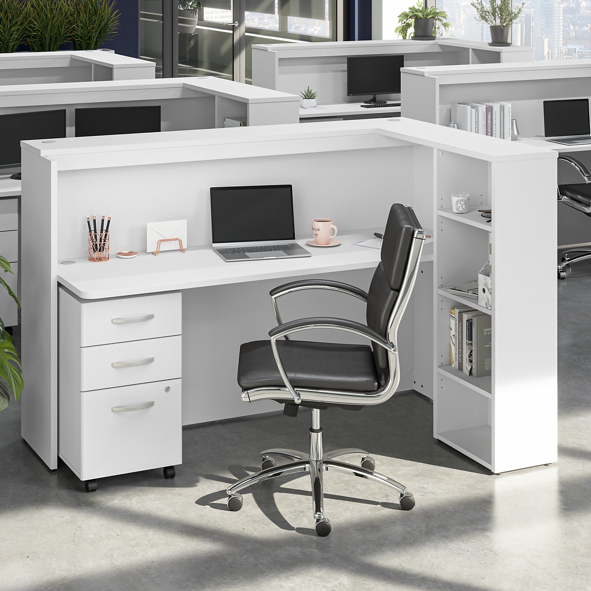 Bush Business Furniture Studio C 72W Cubicle Desk with Shelves and Mobile File Cabinet