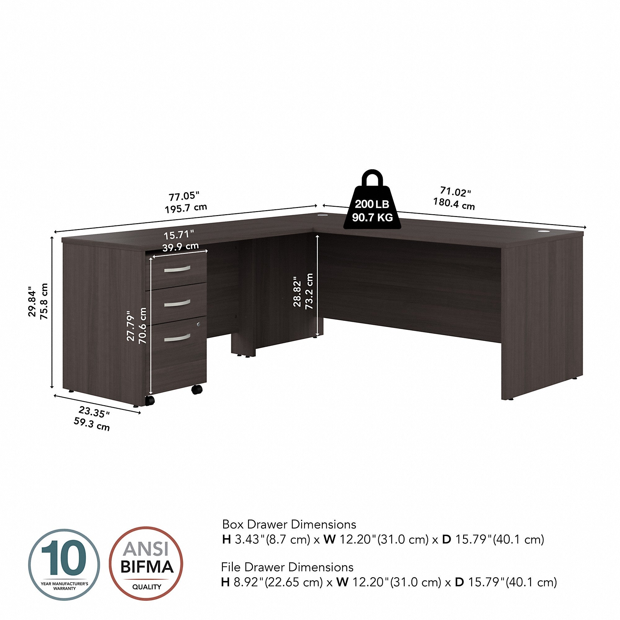 Bush Business Furniture Studio C 72W L Shaped Desk with Mobile File Cabinet