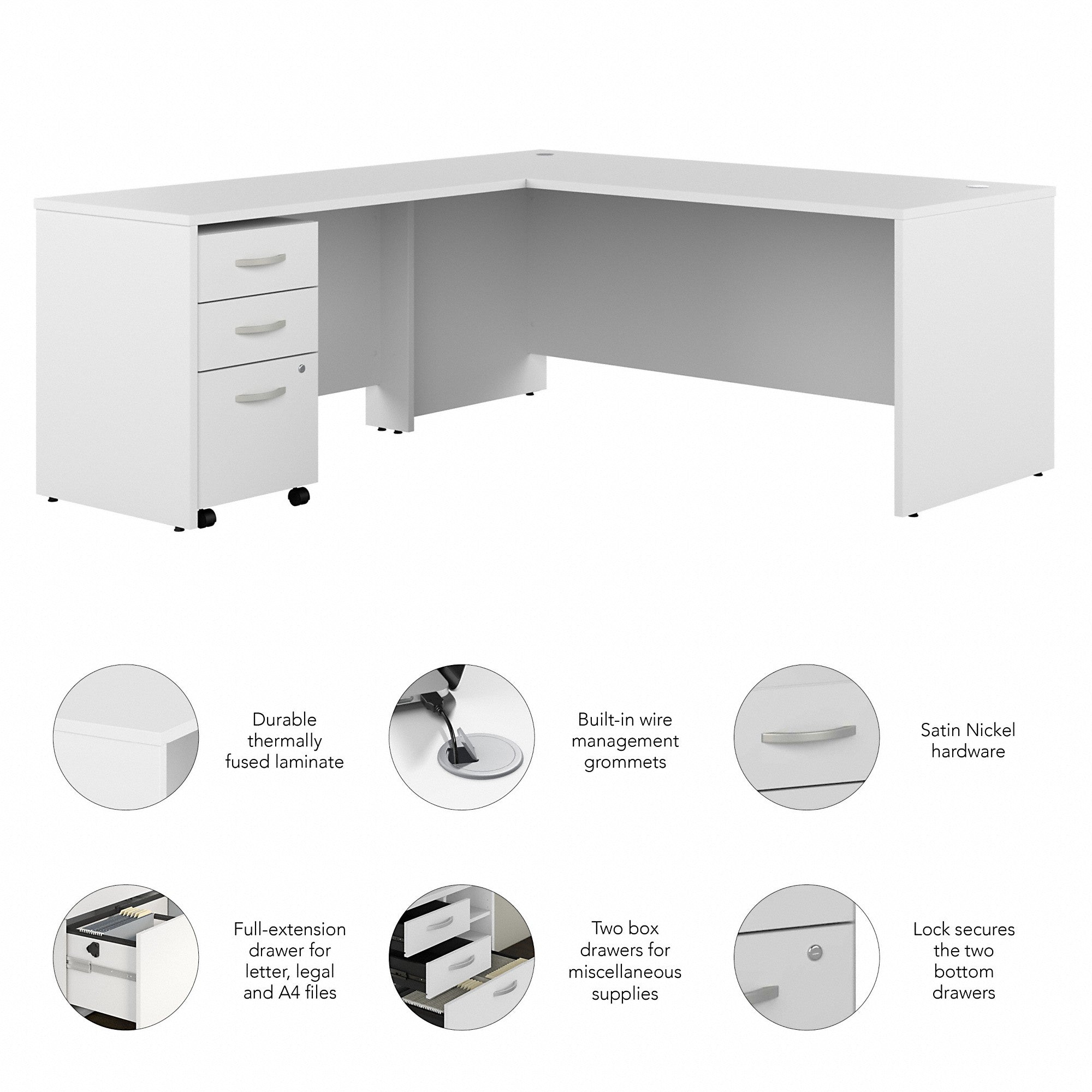 Bush Business Furniture Studio C 72W L Shaped Desk with Mobile File Cabinet