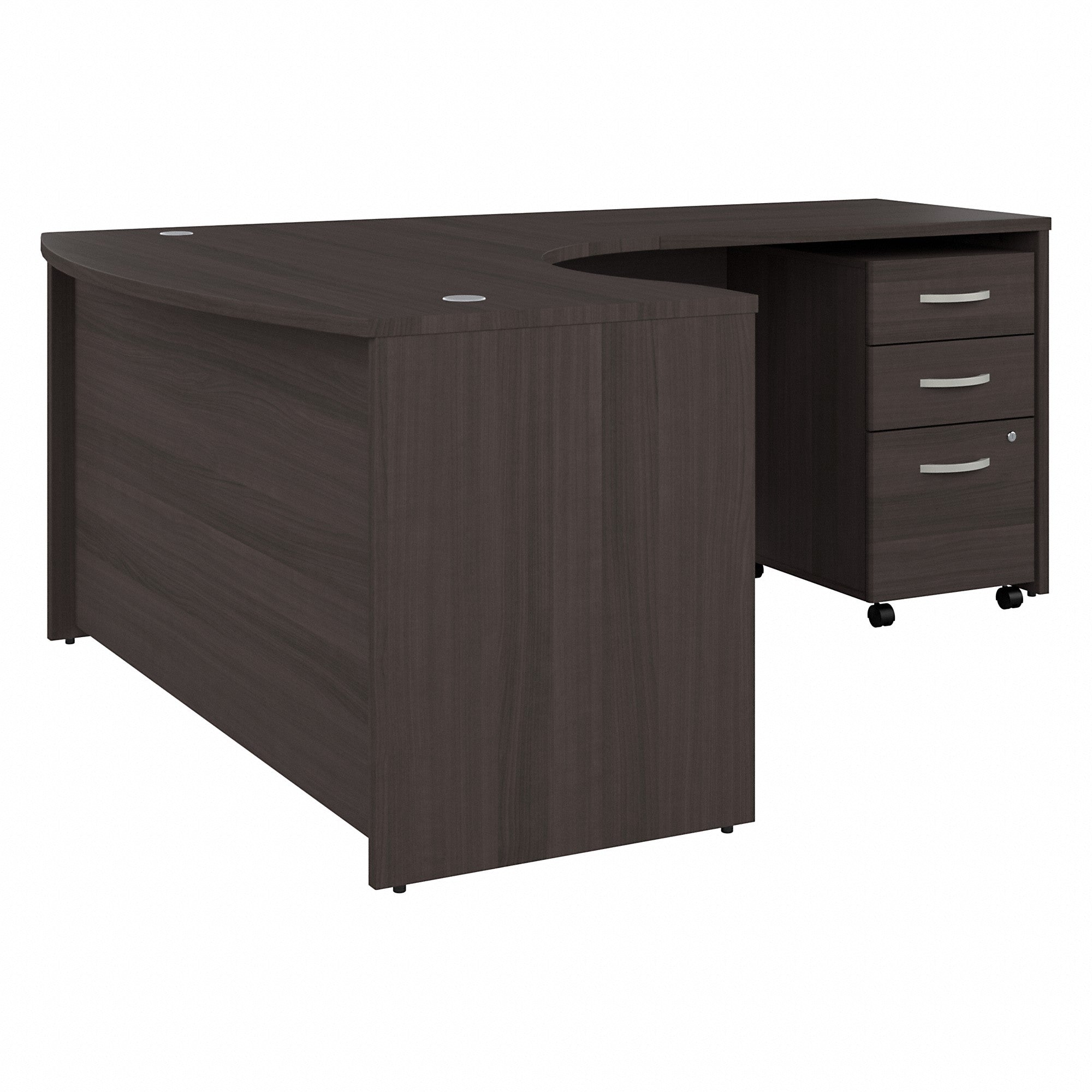 Bush Business Furniture Studio C 60W x 43D Right Hand L-Bow Desk with 3 Drawer Mobile File Cabinet