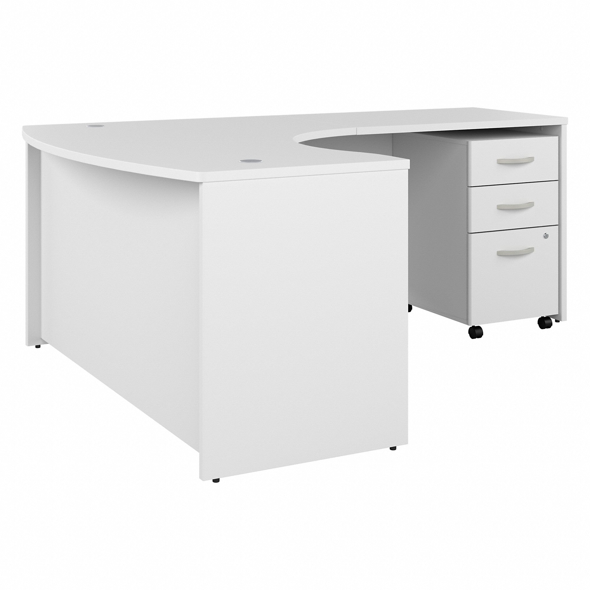 Bush Business Furniture Studio C 60W x 43D Right Hand L-Bow Desk with 3 Drawer Mobile File Cabinet