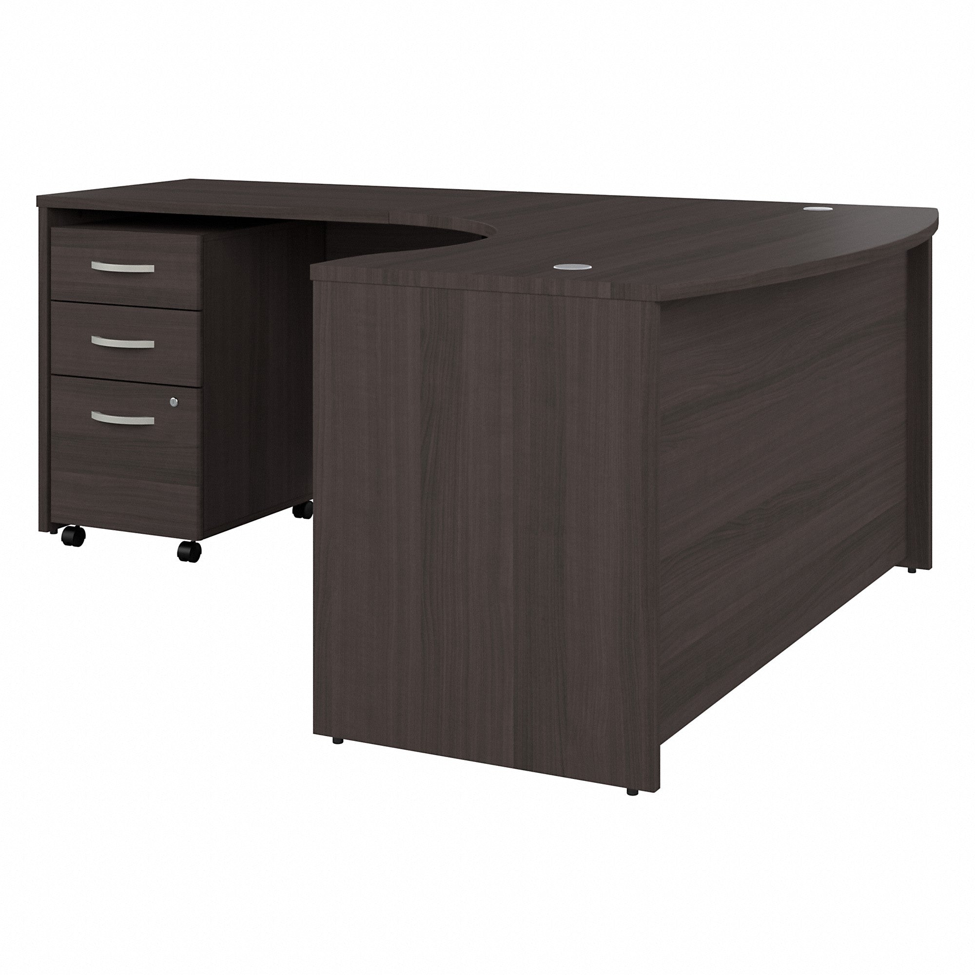 Bush Business Furniture Studio C 60W x 43D Left Hand L-Bow Desk with 3 Drawer Mobile File Cabinet